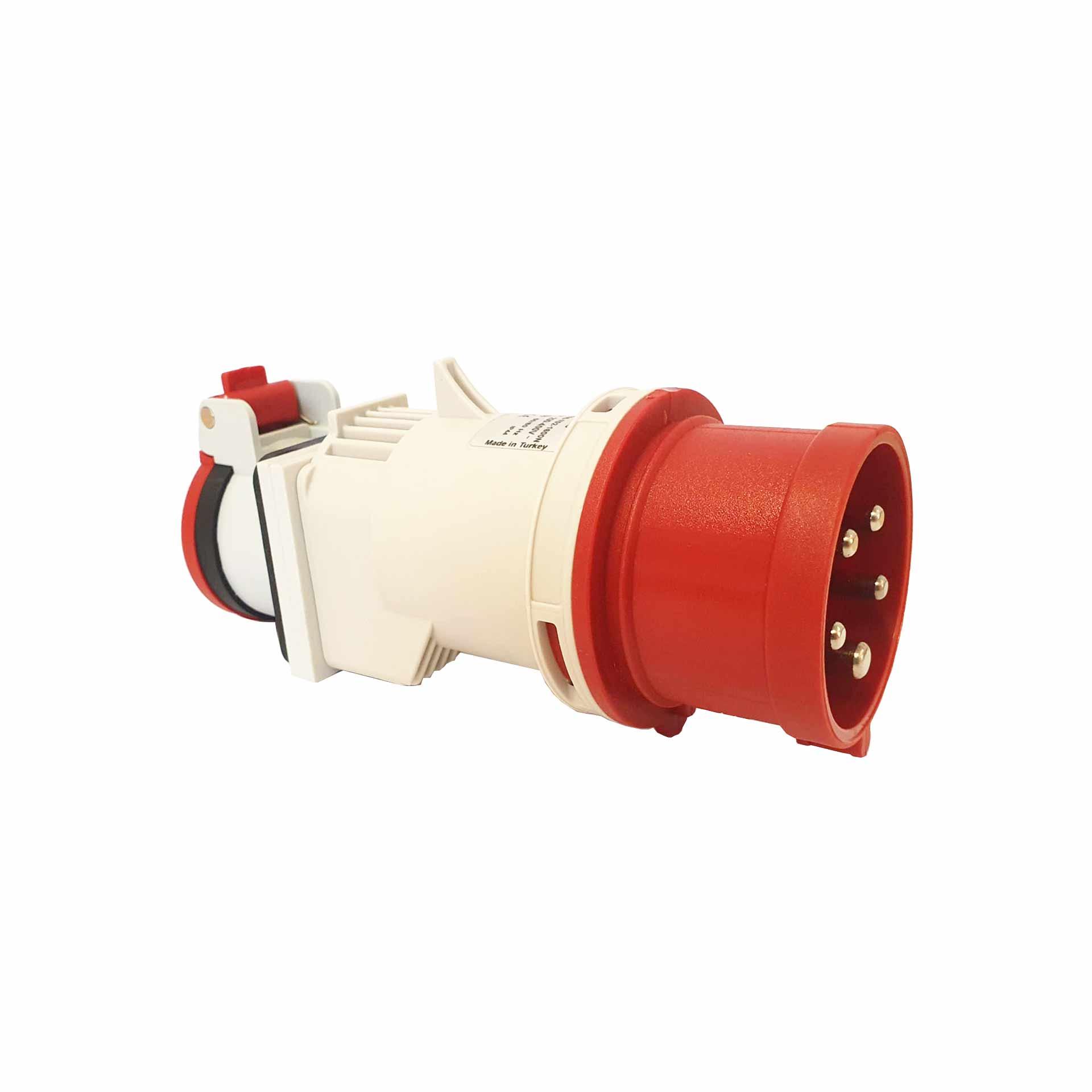 CEE adapter 16A 5P 6h, 3PNE 400V to T25 coupling, nickel-plated contacts