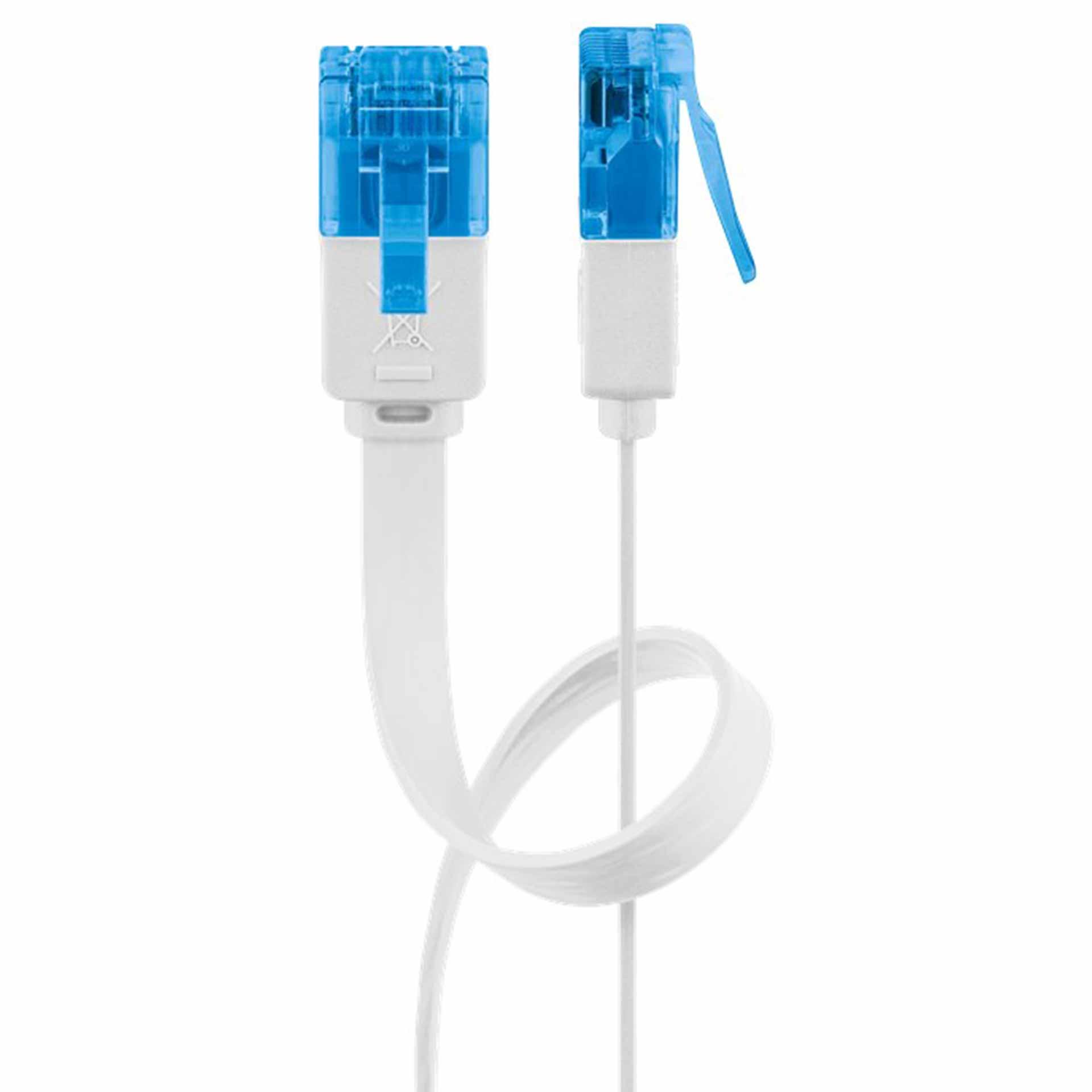 Cavo patch piatto CAT 6A, RJ45, U/UTP, bianco, 1000 mm