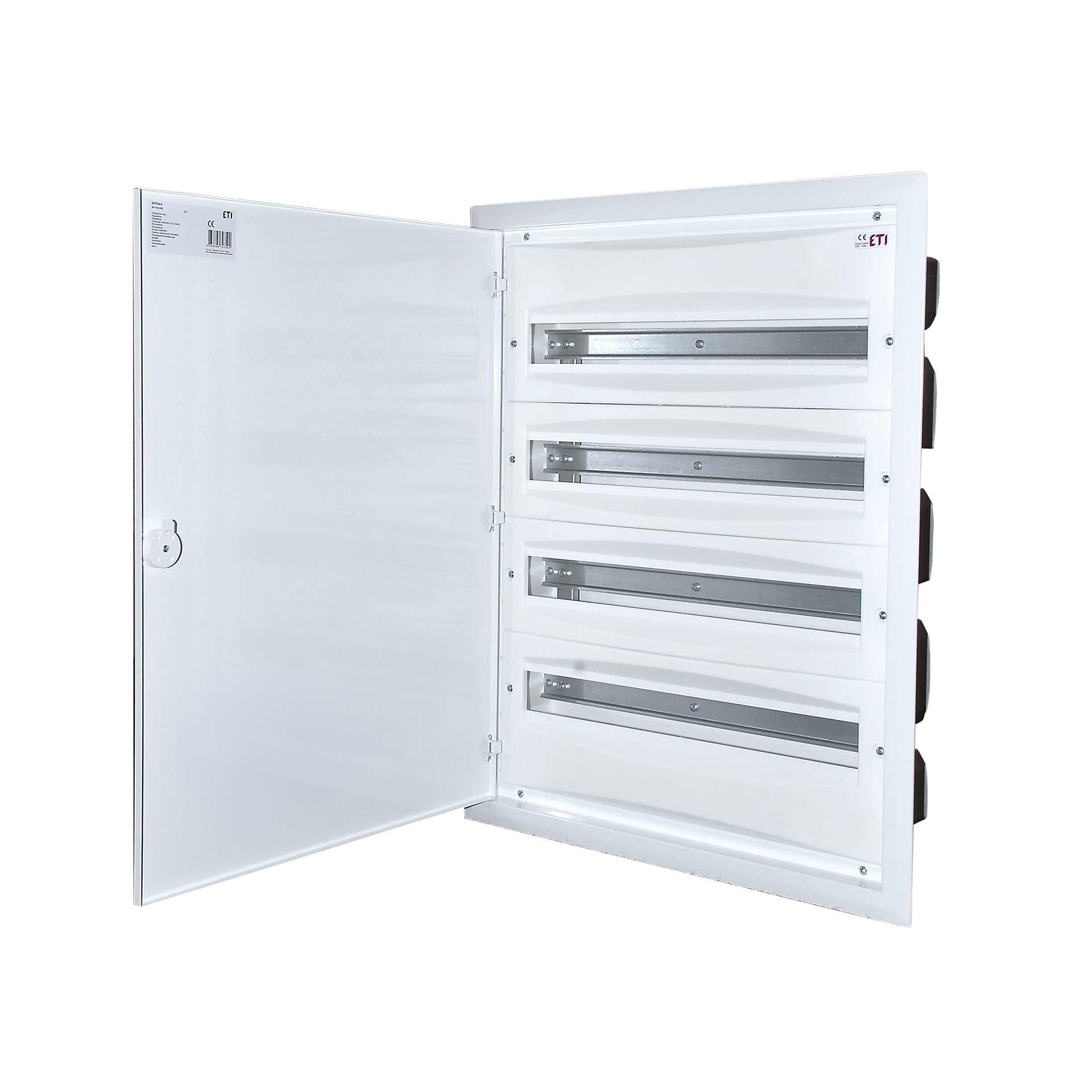 Quadro di distribuzione da incasso con porta metallica bianca "ERP 24-4", modulo 4x24 (24M+24M+24M+24M) Quadro di distribuzione da incasso con porta metallica bianca "ERP 24-4", modulo 4x24 (24M+24M+24M+24M)