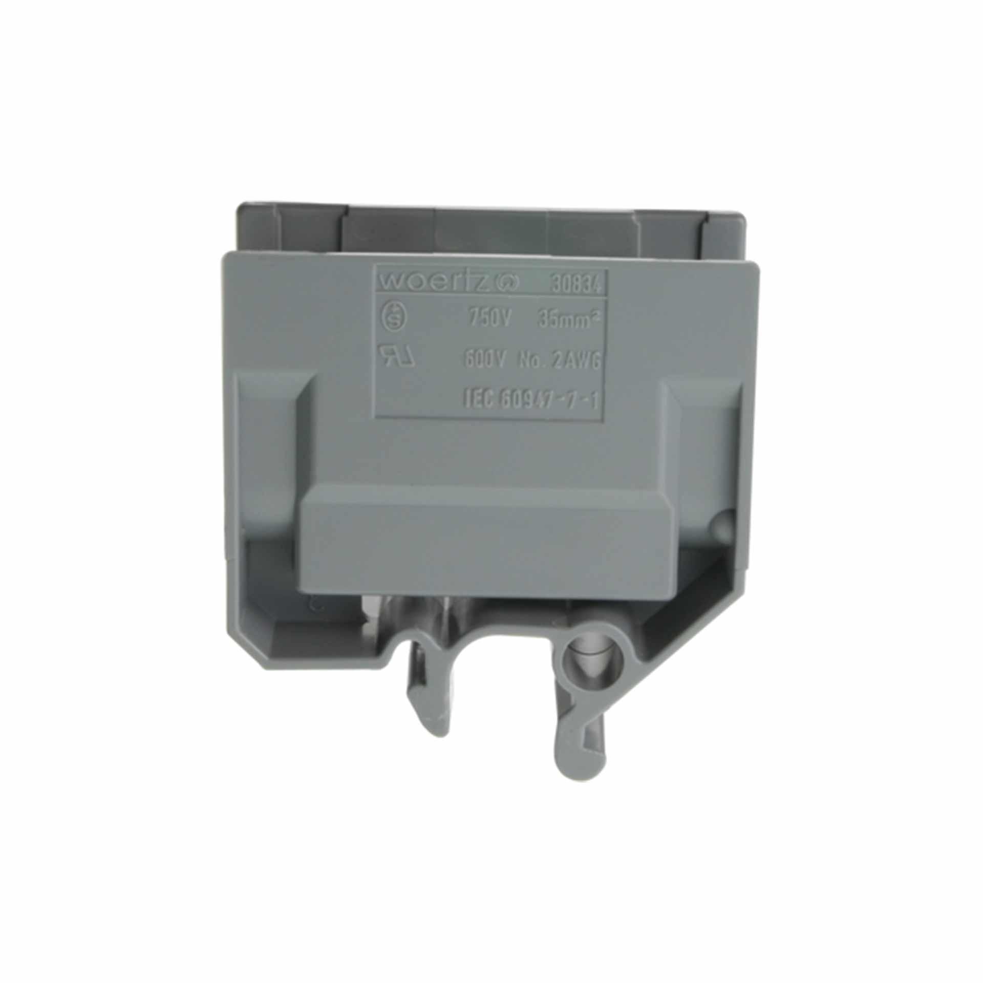 Terminale di derivazione DIN32 35mm², 2 conduttori, grigio Terminale di derivazione DIN32 35mm², 2 conduttori, grigio