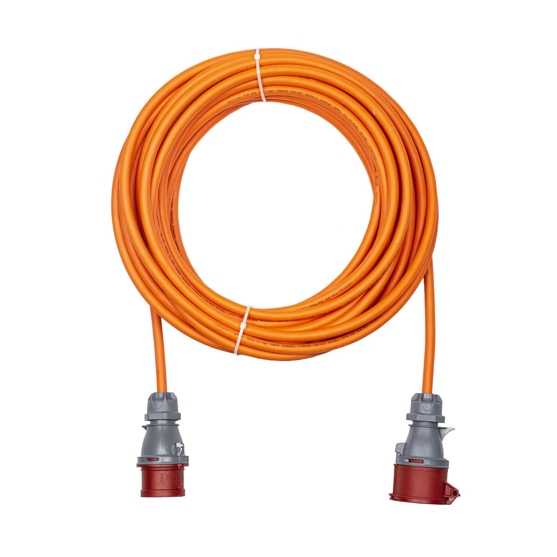 CEE extension cable 32A, 5P, 6h, IP44, 3 metres G-PUR 5x4mm²