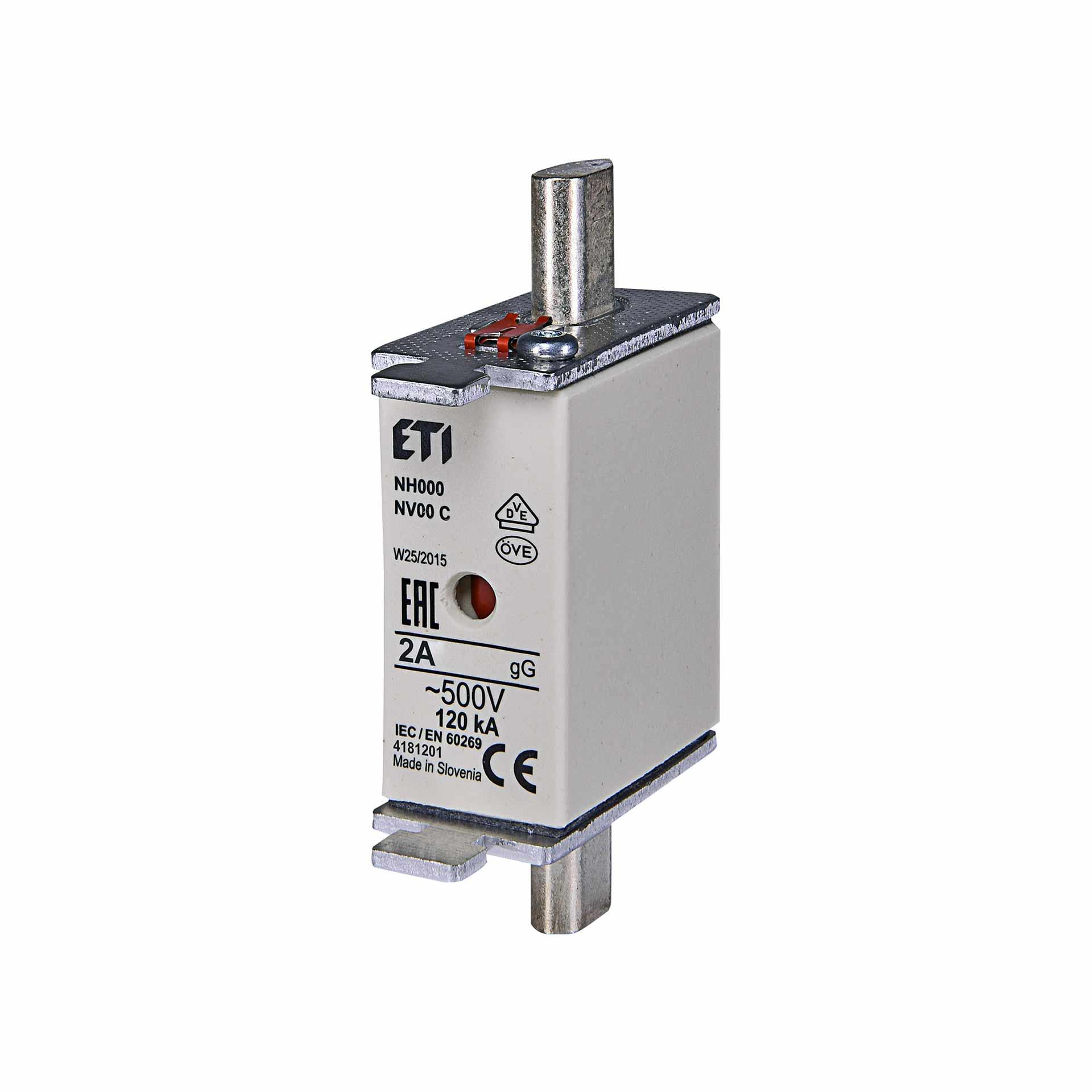 NH fuse size 000 2A, characteristic gL-gG 500V