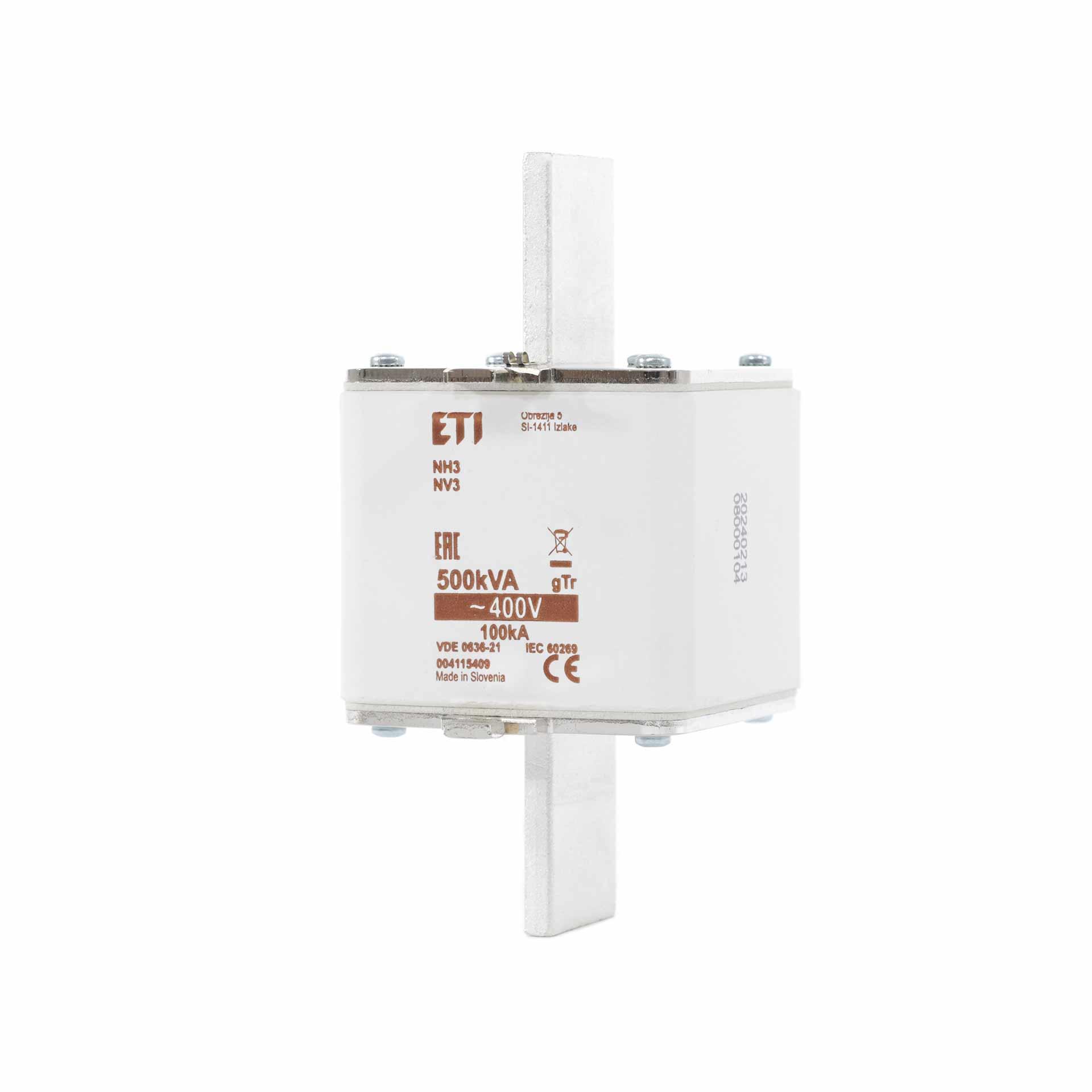 Fusibile NH da 4A, 722A per la protezione di trasformatori da 500kVA, gTr