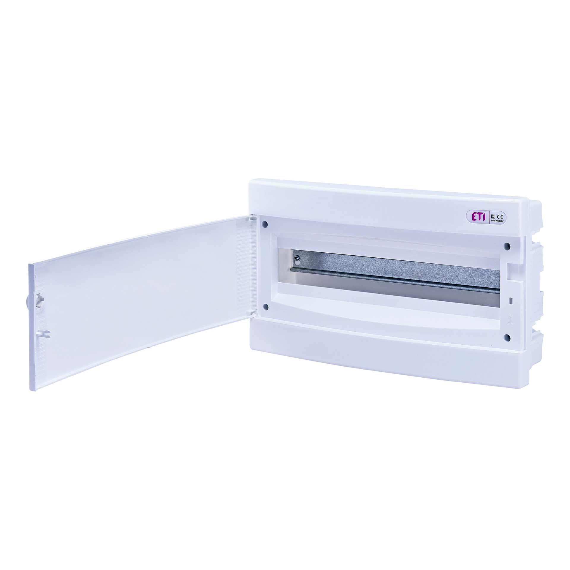 Distributore da incasso con porta bianca "ECM-18-PO", IP40, 1x18 moduli (18M)