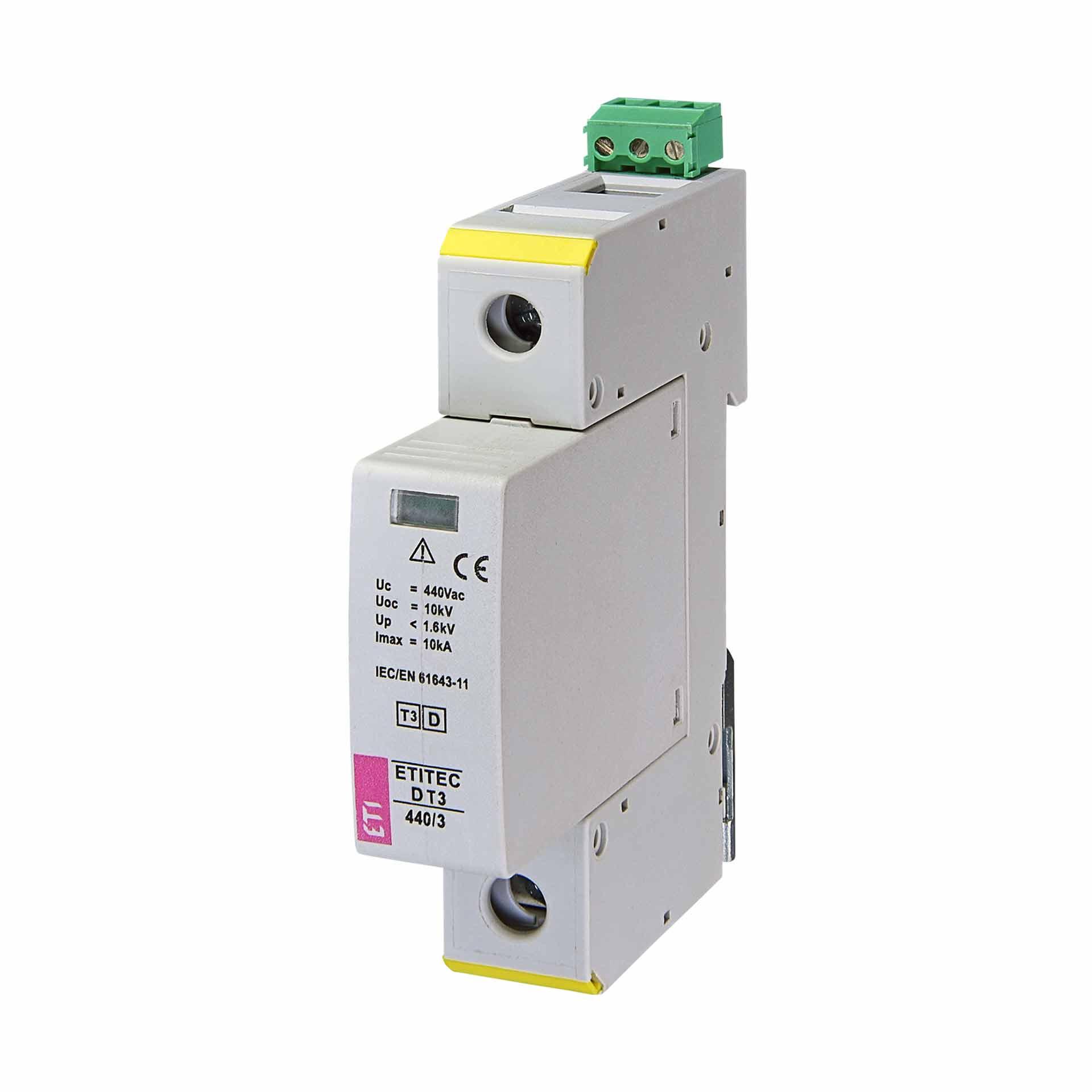 Scaricatore di sovratensione tipo 3, ETITEC D T3 440/3 1+0 RC, (TN-S) Scaricatore di sovratensione tipo 3, ETITEC D T3 440/3 1+0 RC, (TN-S)