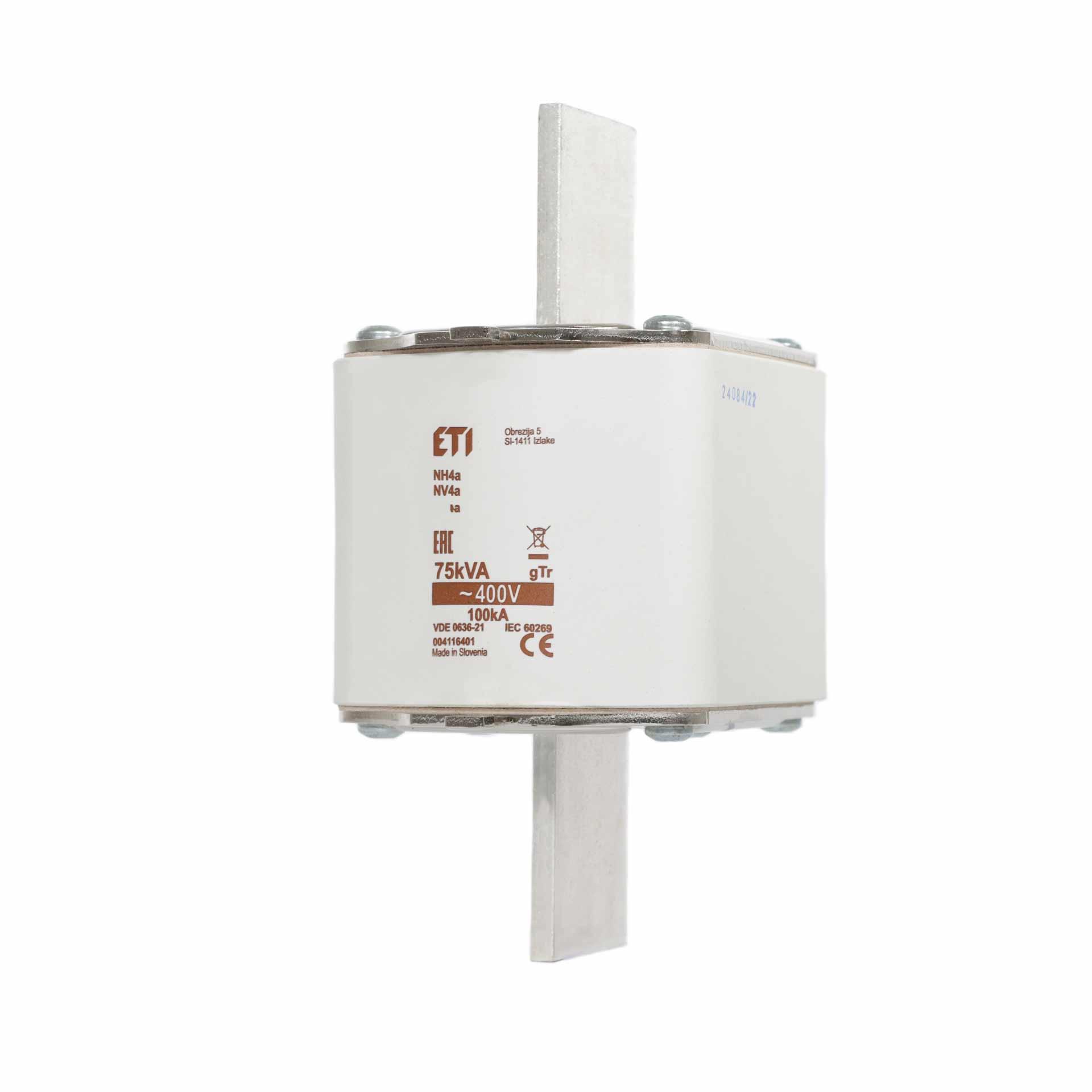 Fusibile NH da 4A, 108A per la protezione del trasformatore 75kVA, gTr
