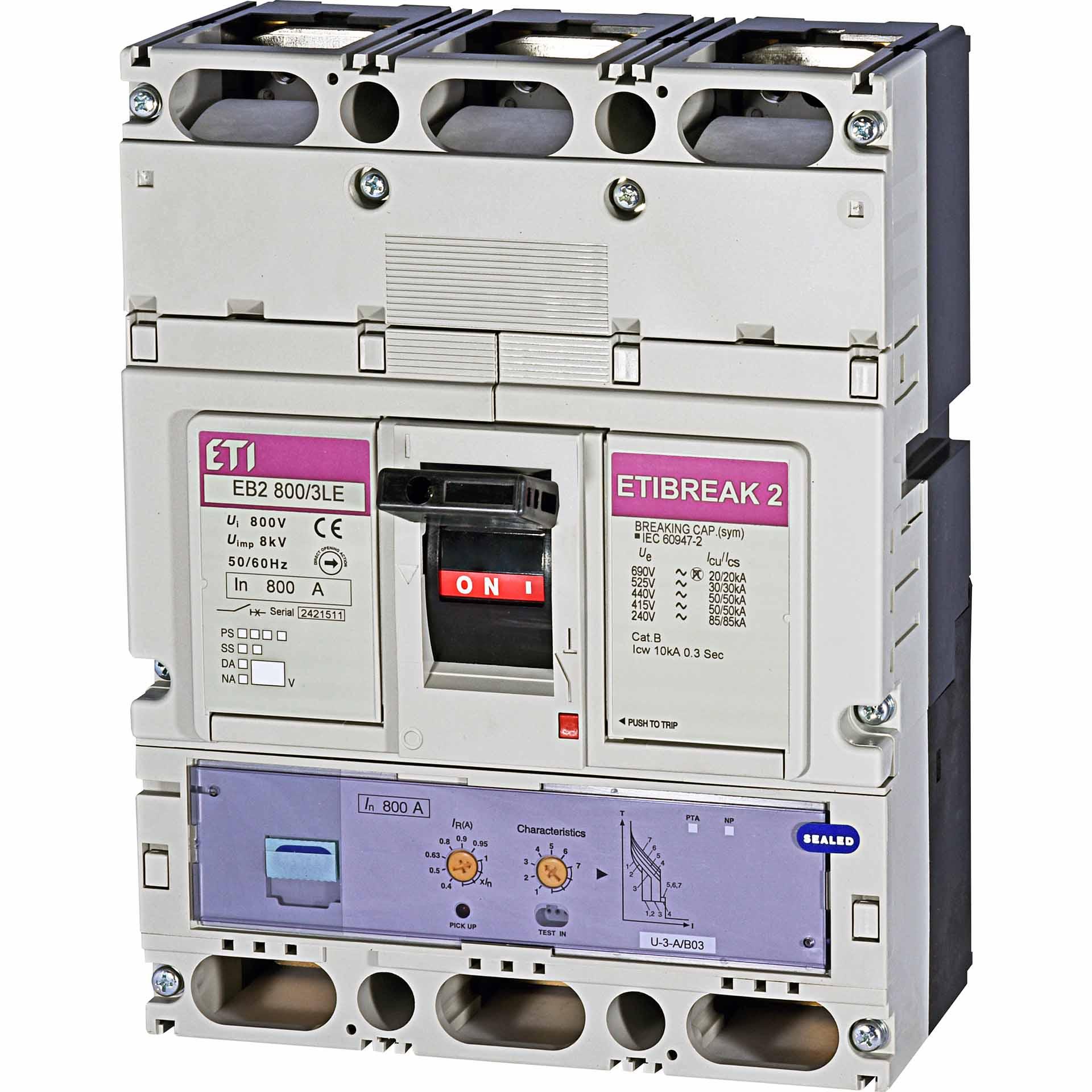 Interruttore automatico EB2 800/3LE 800A, Icu 50kA / Ics 50kA