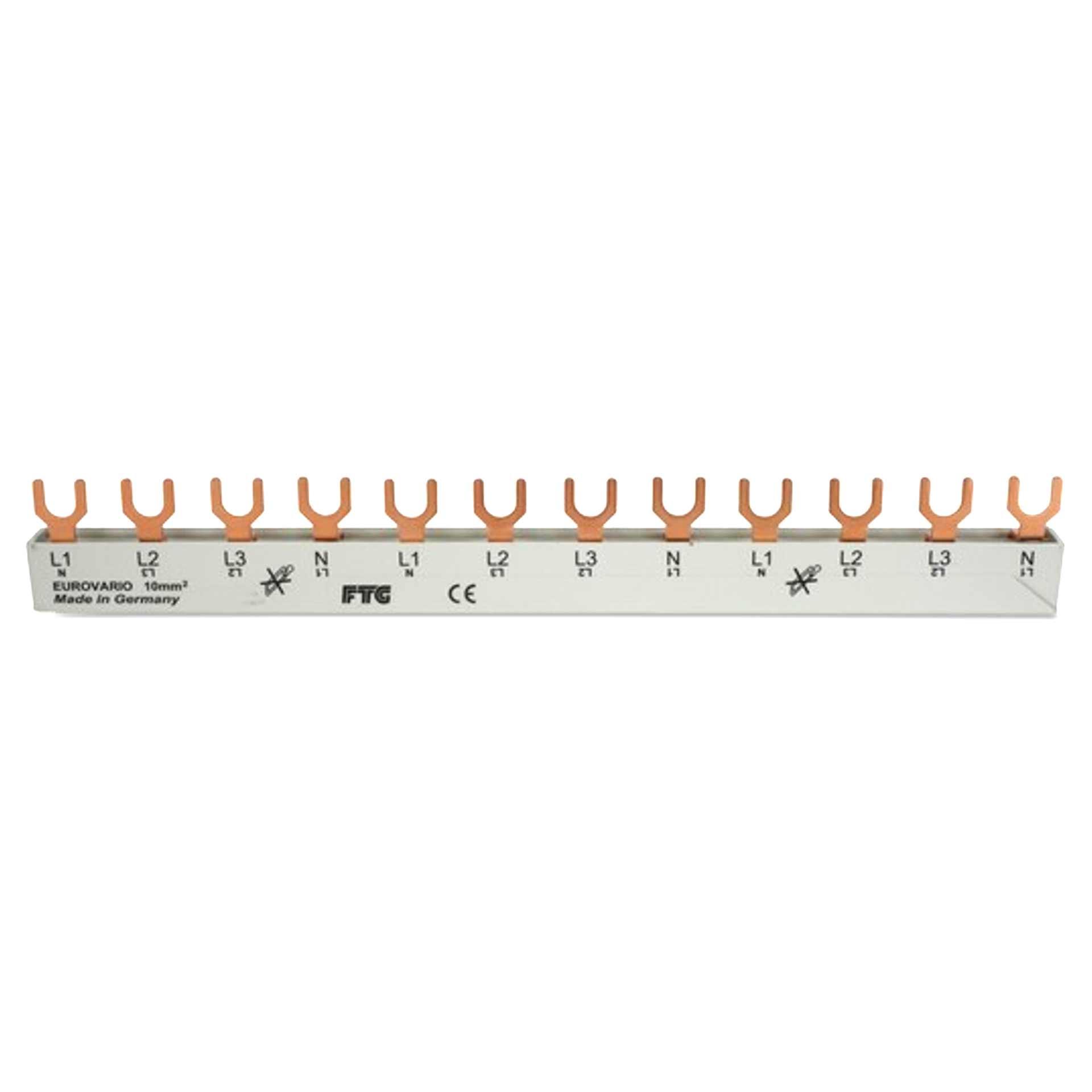Sbarra di fase a forcella isolata 10mm2, 63A (3x3PN-4MOD) P-P= 17,8 mm
