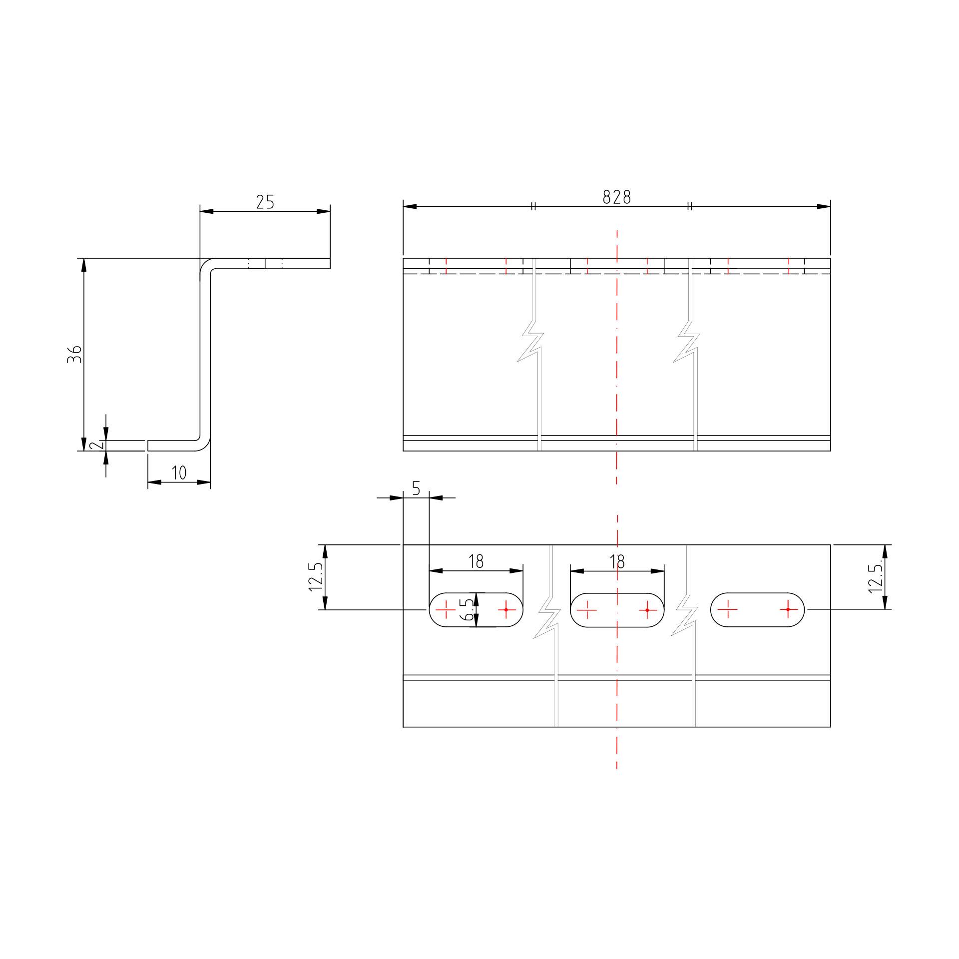 Profilo a Z 10*36*25*828 mm Profilo a Z 10*36*25*828 mm