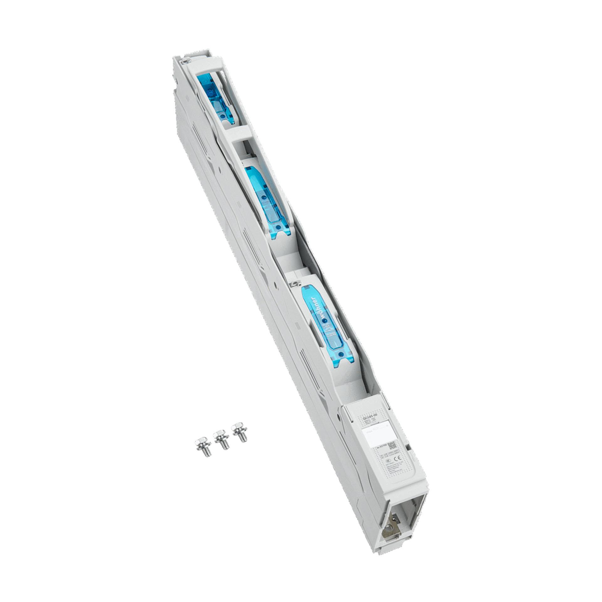 Réglette sectionneur HPC Gr.00, 3P, 185mm, M8, 3 Pôle commutable, version haute Réglette sectionneur HPC Gr.00, 3P, 185mm, M8, 3 Pôle commutable, version haute