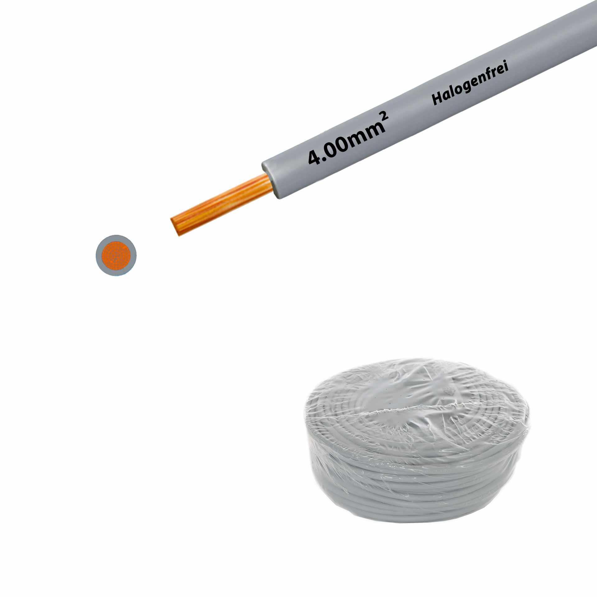 Cavo a trefoli senza alogeni 90° C , 750V, 4,00mm2 , grigio (RAL 7001), su anello Cavo a trefoli senza alogeni 90° C , 750V, 4,00mm2 , grigio (RAL 7001), su anello