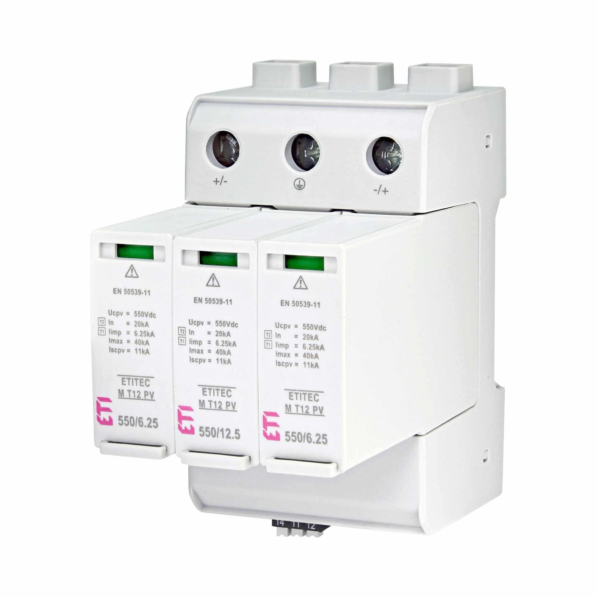 Scaricatore di sovratensione tipo 1+2, ETITEC M T12, PV, 1100/12,5 Y RC