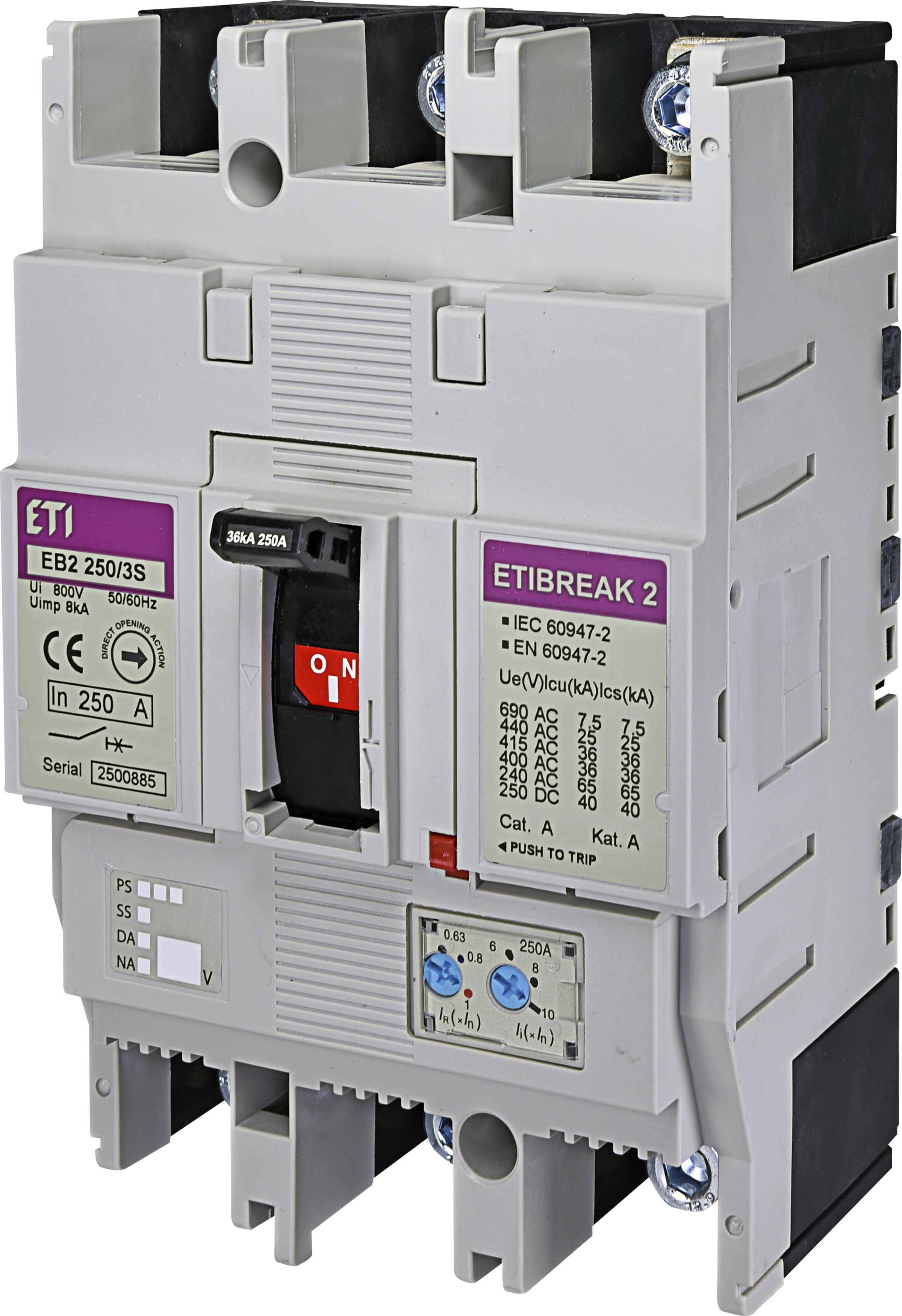 Interruttore automatico EB2 250/3S 250A, Icu 36kA / Ics 36kA