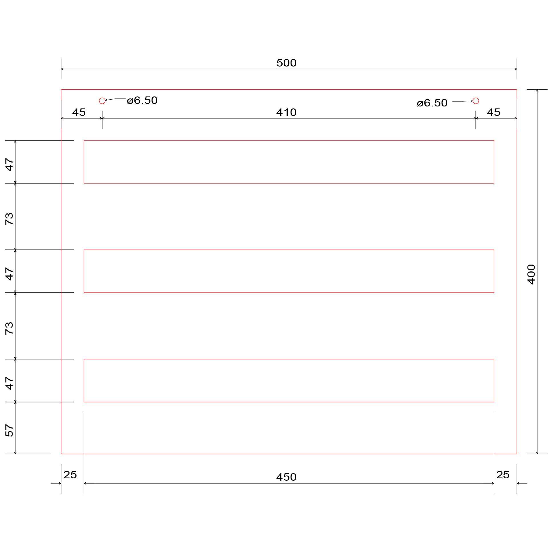 Piastra di copertura con foro 500x400x4mm