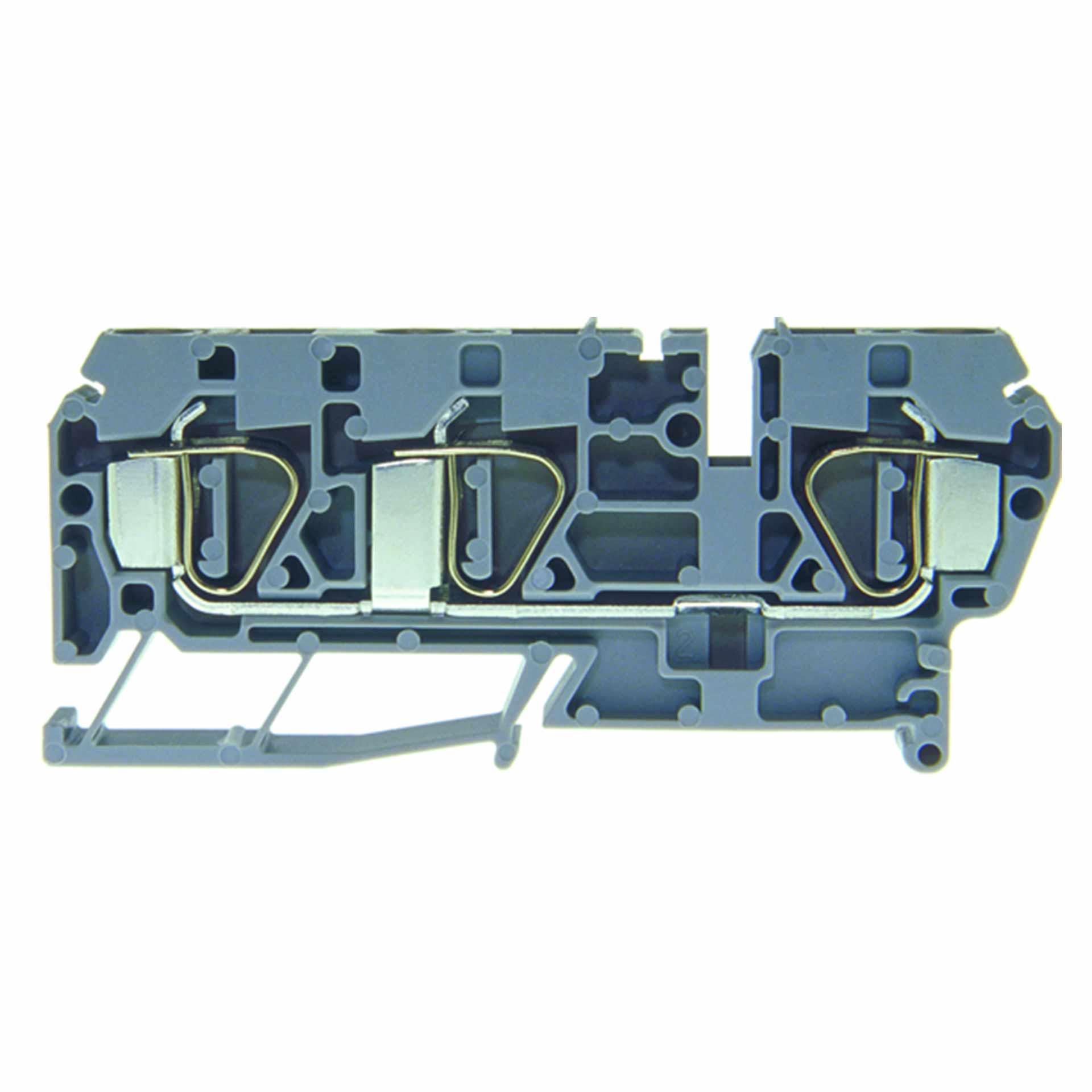 Zugfederklemme DIN35 6mm², 3-Leiter, grau