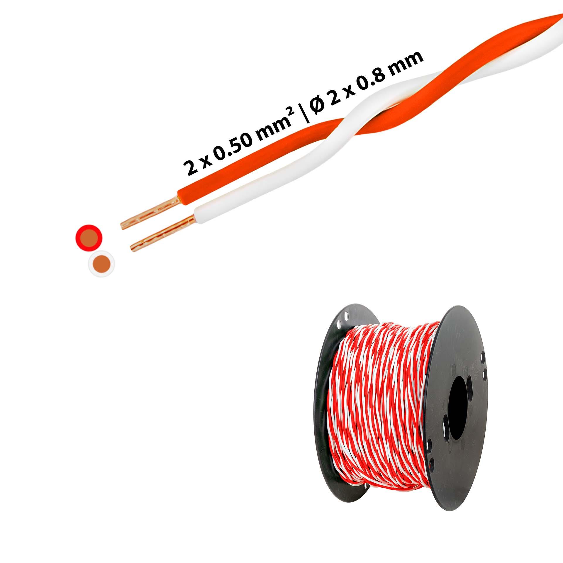 Fil en T torsadé 2 x 0.5mm2 blanc-rouge
