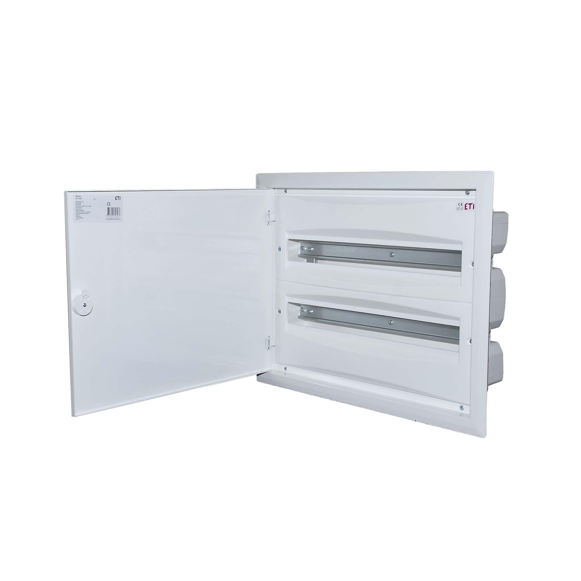 Quadro di distribuzione da incasso con porta metallica bianca "ERP 24-2", 2x24 moduli (24M+24M)