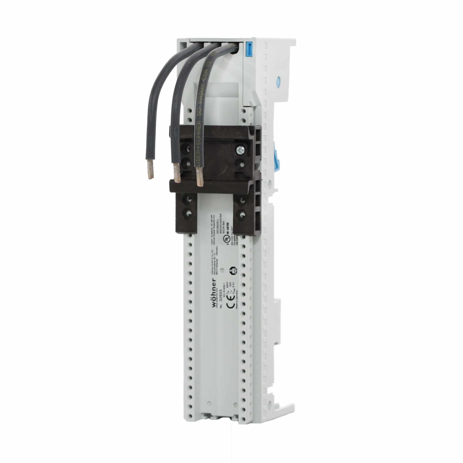 Adattatore sbarre 3P 32A, 1T con sezione superiore rimovibile, 45x200mm