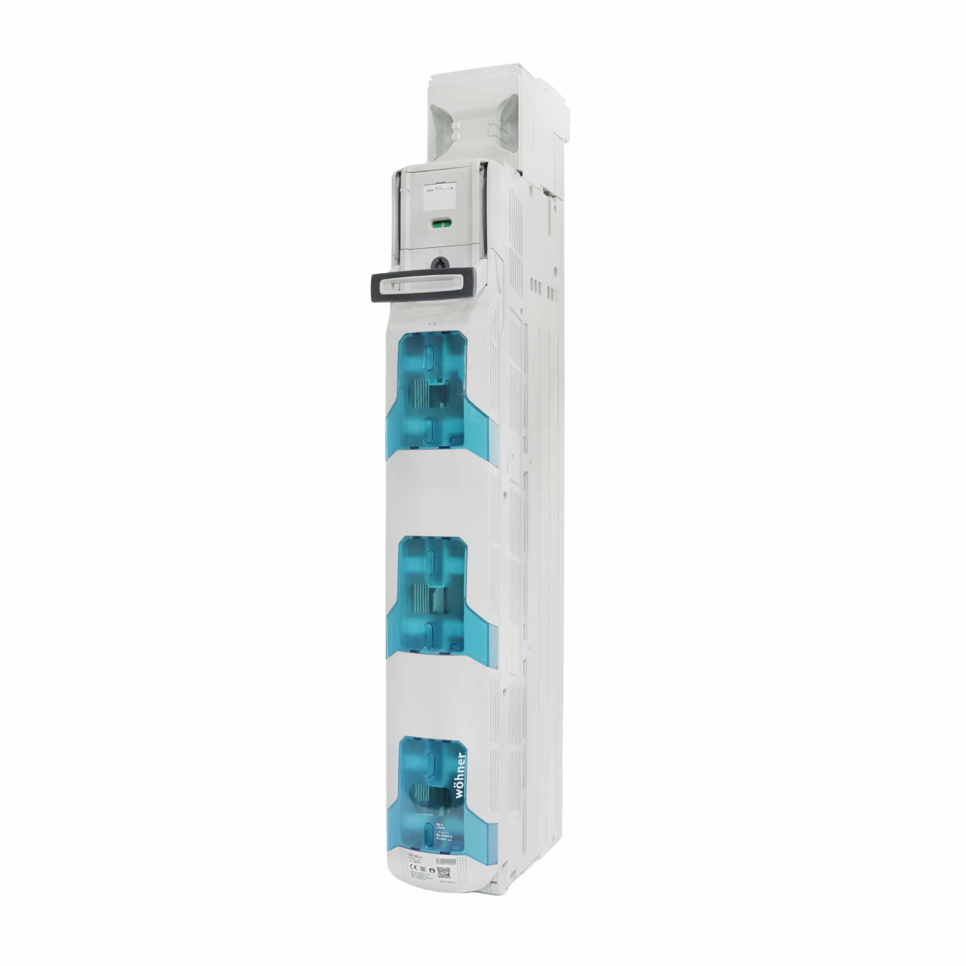Réglette sectionneur de fusible QS NH Taille 3, 185mm, Départ en haut-M12, commutation indépendante Réglette sectionneur de fusible QS NH Taille 3, 185mm, Départ en haut-M12, commutation indépendante