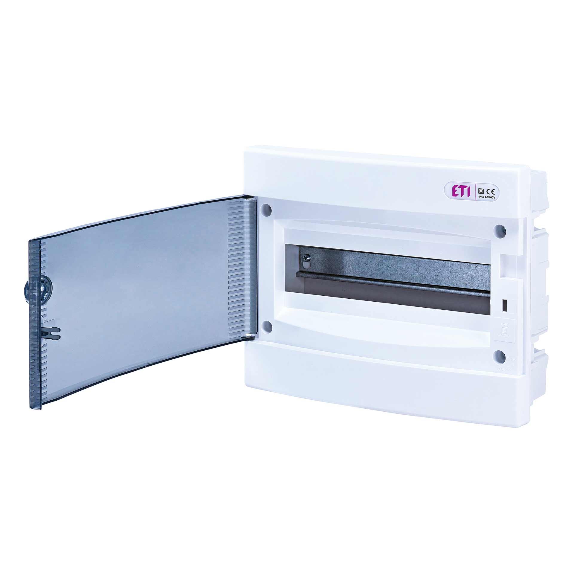 Distributore da incasso con porta trasparente "ECM-12-PT", IP40, 1x12 moduli (12M) Distributore da incasso con porta trasparente "ECM-12-PT", IP40, 1x12 moduli (12M)