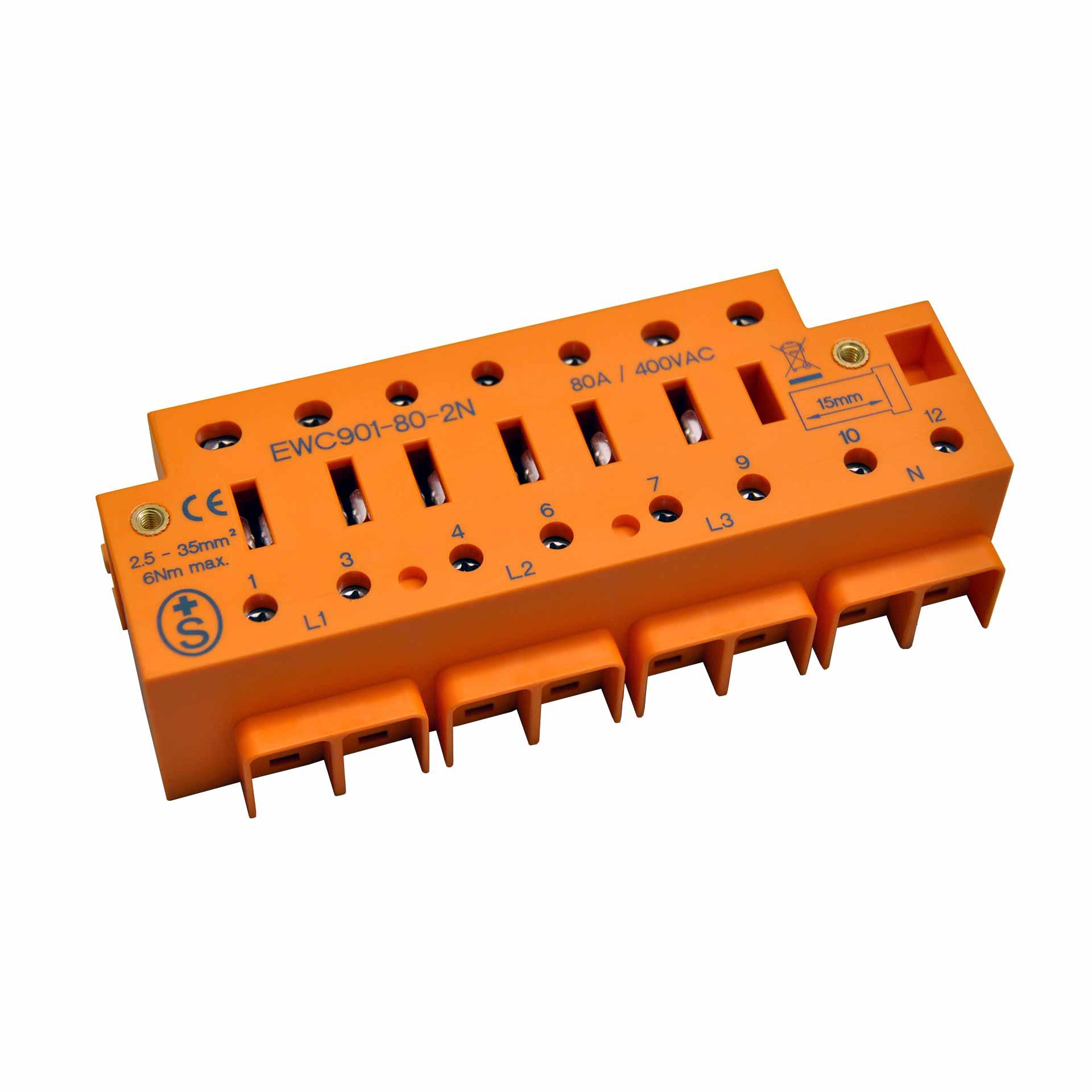 Terminale di connessione per contatori eweco, EWC901-100-2N, 100A, 2,5-35mm2, 2N senza TRE, testato S+