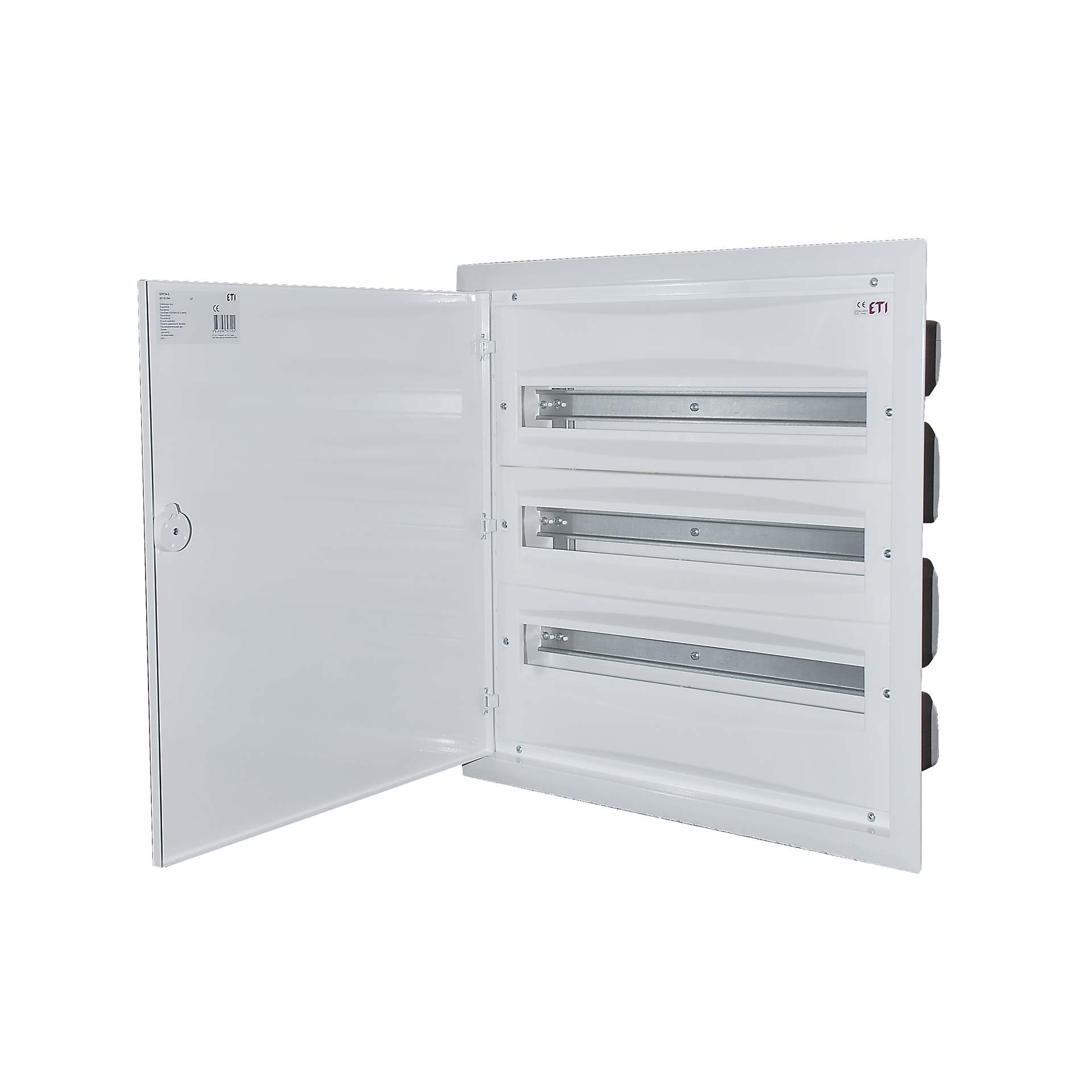 Quadro di distribuzione da incasso con porta metallica bianca "ERP 24-3", 3x24 moduli (24M+24M+24M)