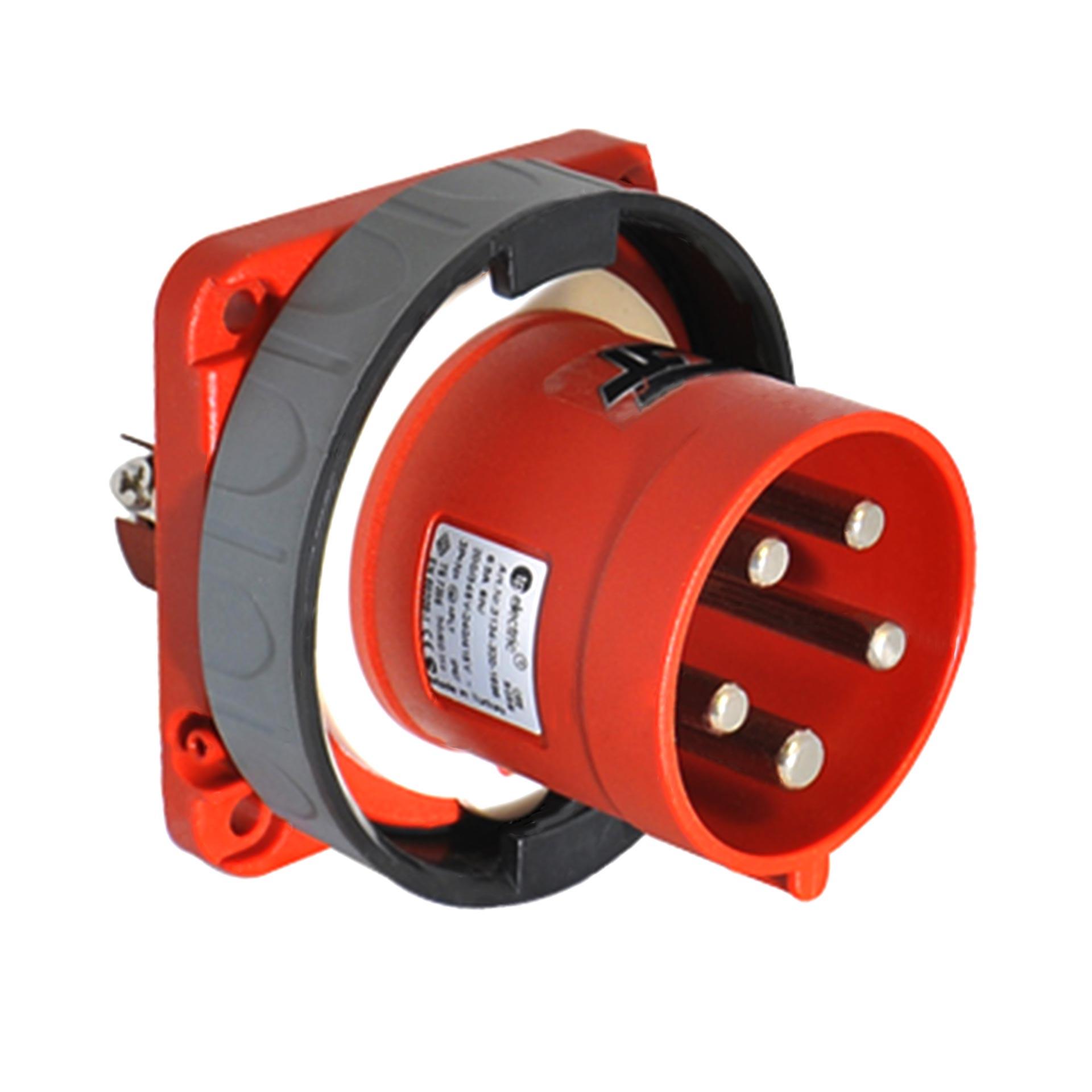 Spina CEE per apparecchi 63A 5P 6h, 3PNE 400V, IP67, versione diritta, contatti nichelati, morsetto a vite