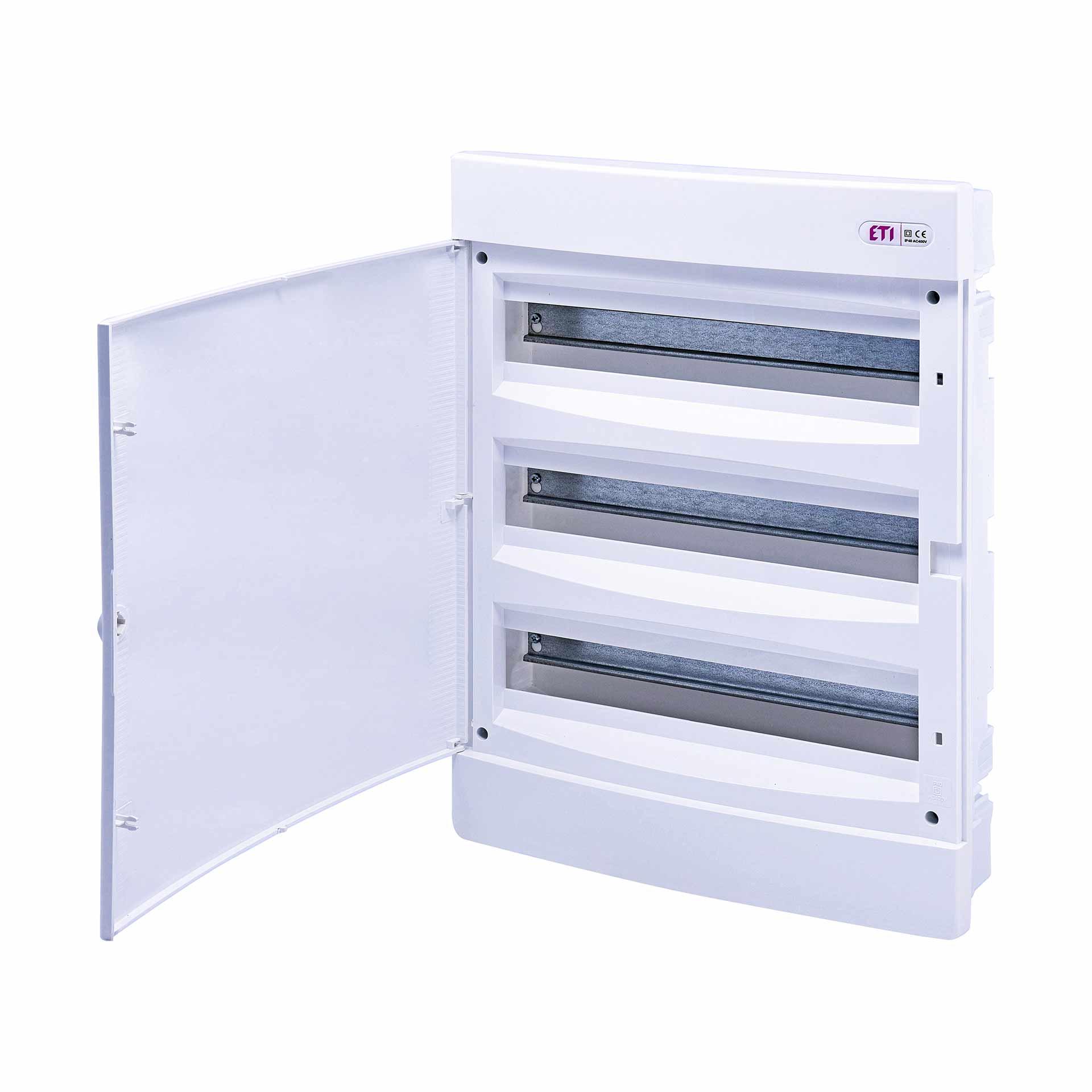Distributore da incasso con porta bianca "ECM-54-PO", IP40, 3x18 moduli (54M)