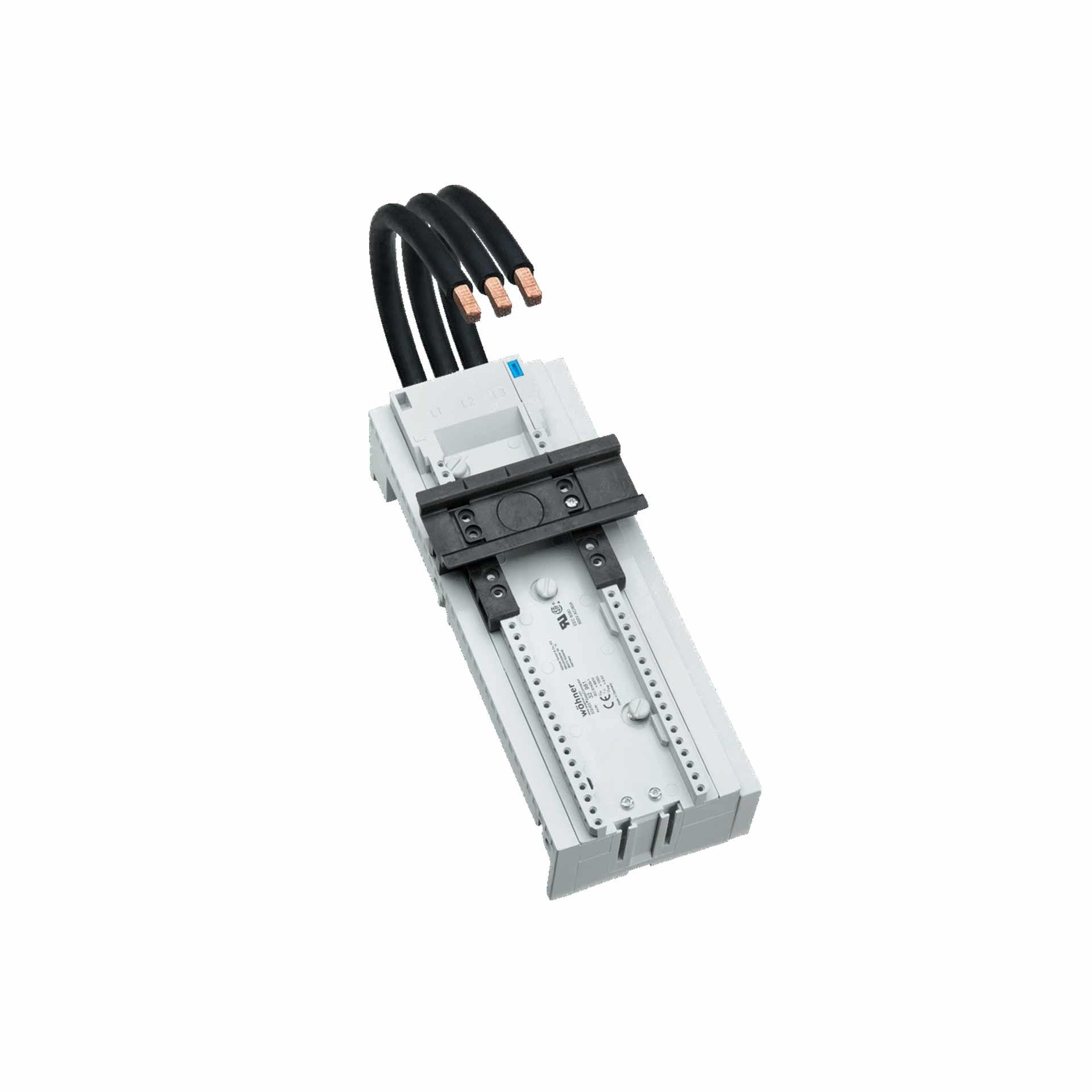 3P busbar adapter 115A, CU top connection, 81x200mm, for Schneider Electric GV4