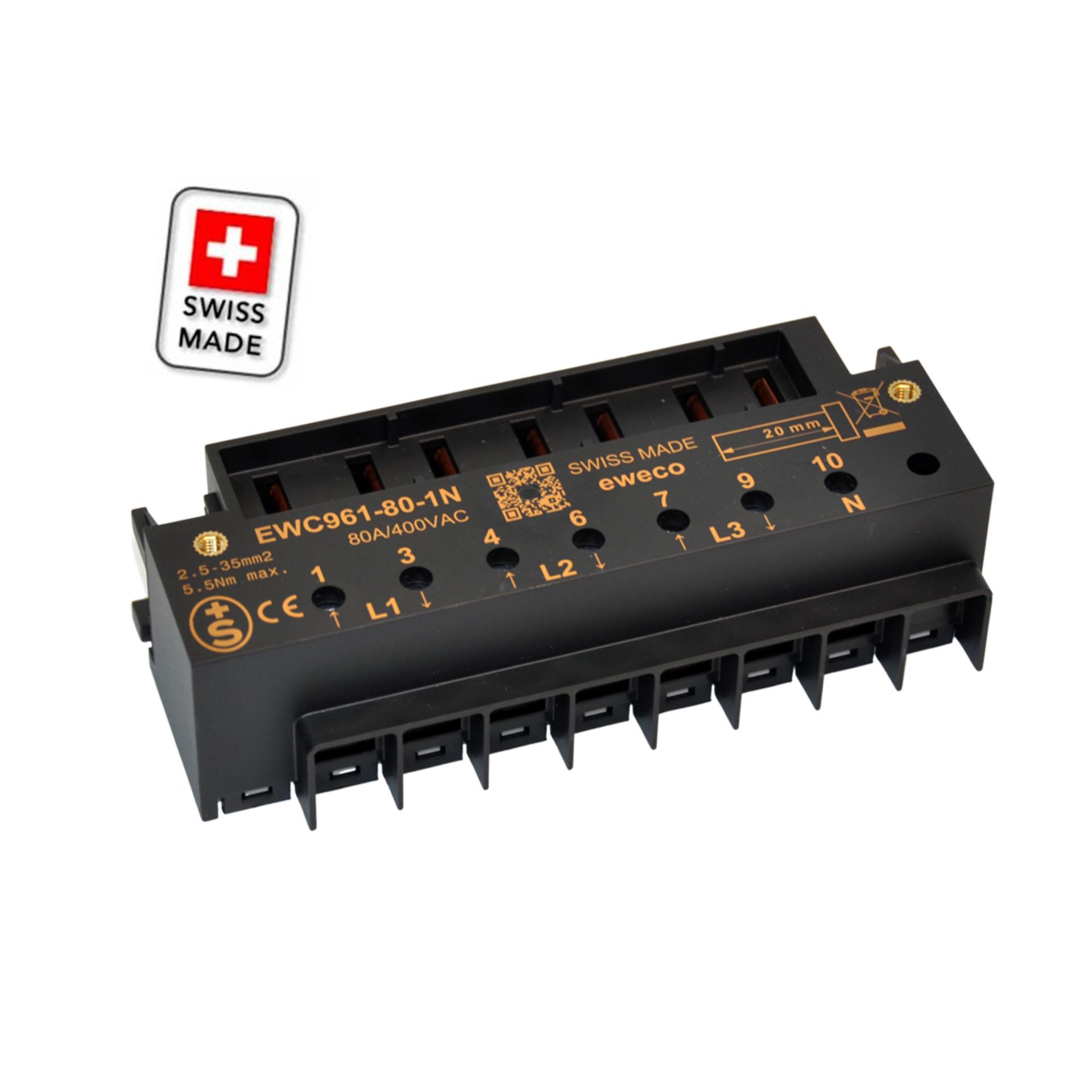Terminale a innesto per contatori eweco, EWC961-80-1N, 80A, 2,5-35mm2, 1N senza TRE, testato S+ Terminale a innesto per contatori eweco, EWC961-80-1N, 80A, 2,5-35mm2, 1N senza TRE, testato S+