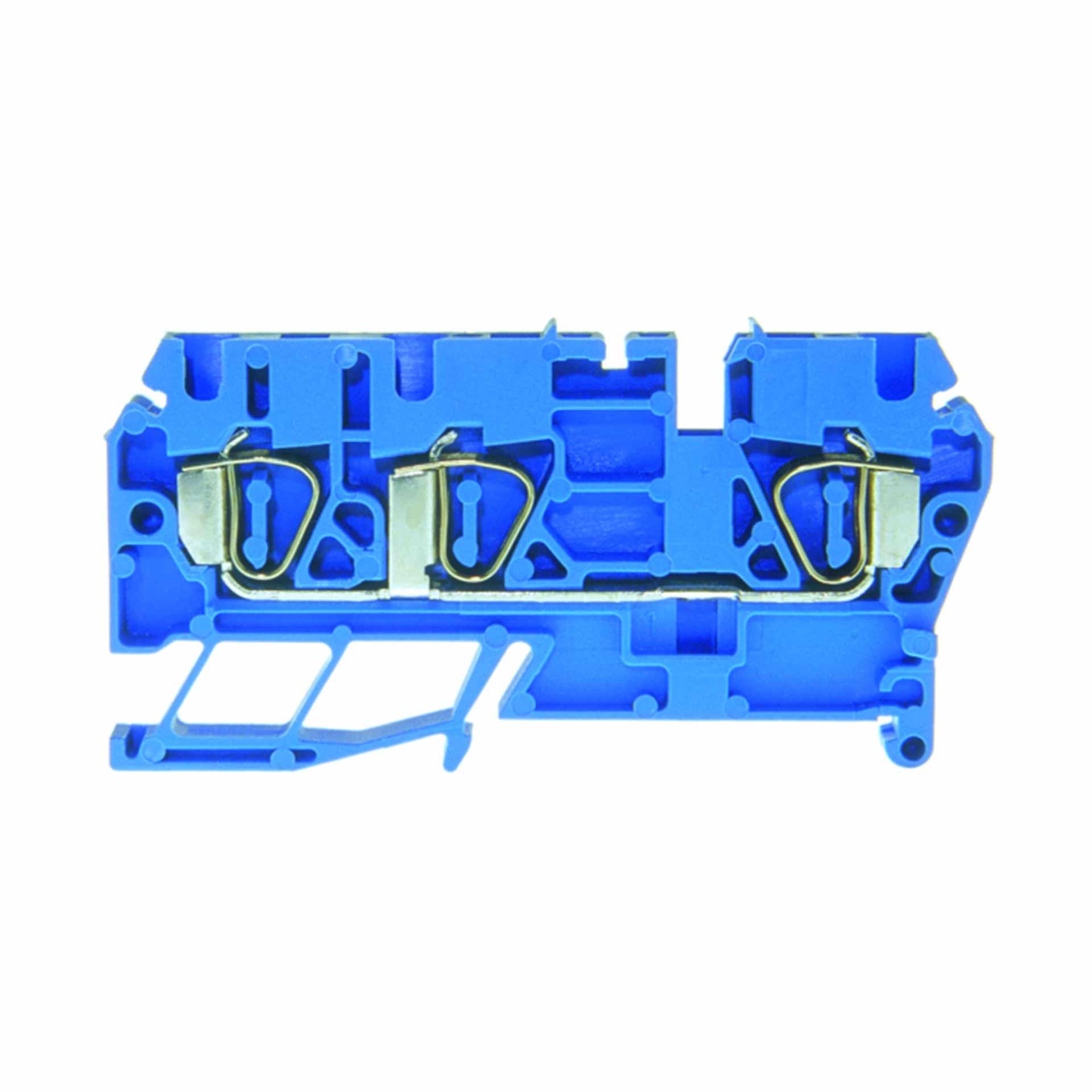 Borne à ressort DIN35 2.5mm2, 3-conducteurs, bleue Borne à ressort DIN35 2.5mm2, 3-conducteurs, bleue