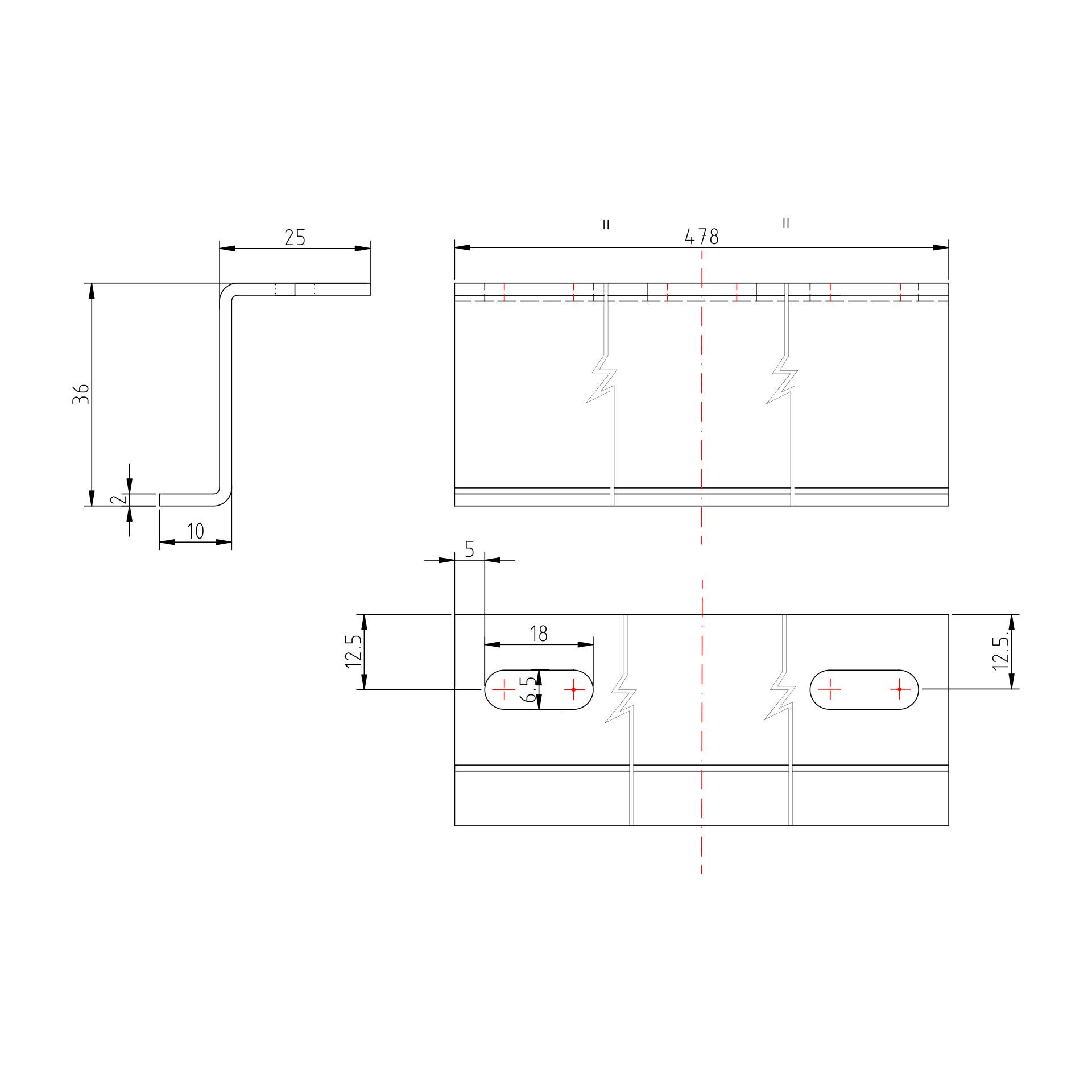 Profilo a Z 10*36*25*478 mm