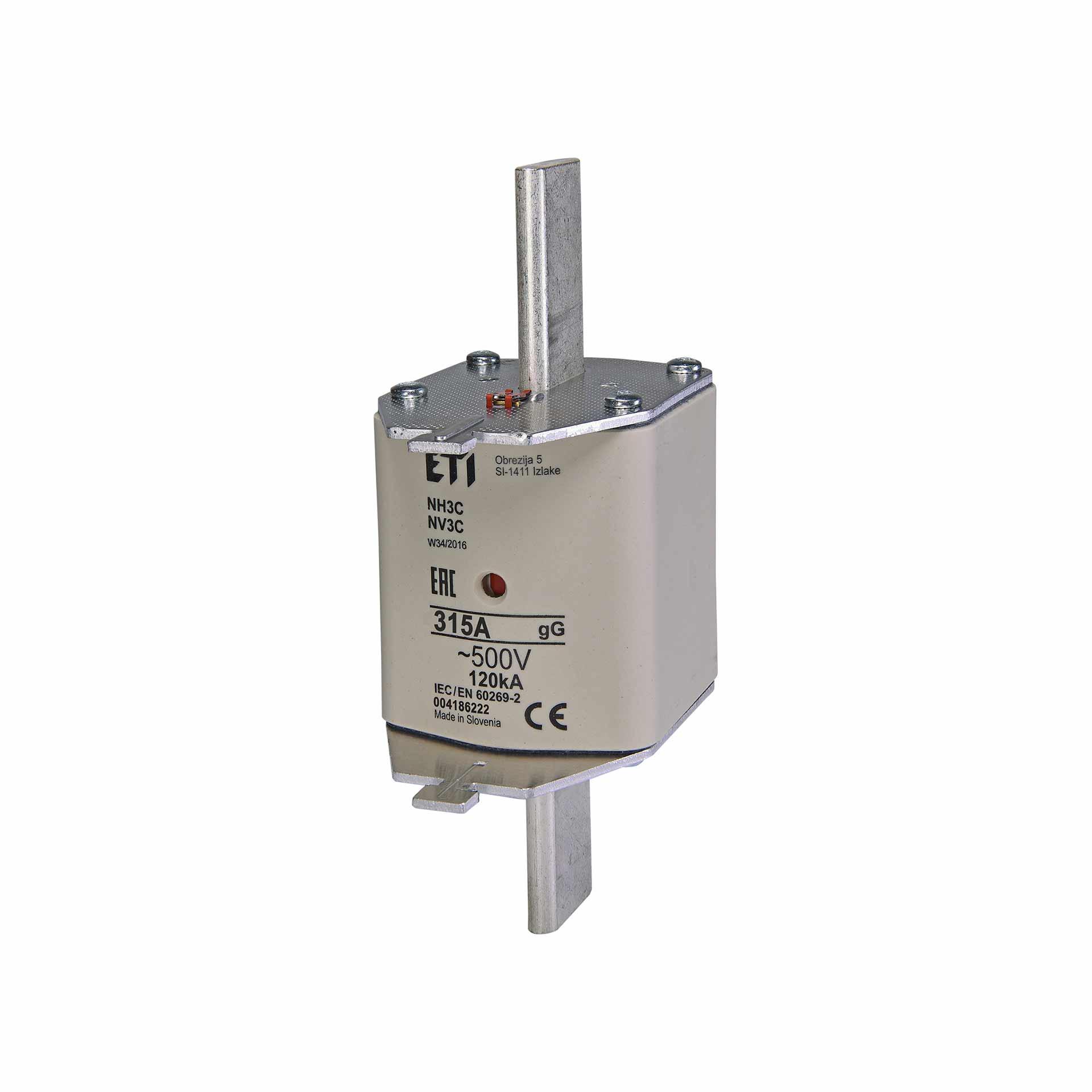 Fusibile NH taglia 3 315A, caratteristica gL-gG 500V