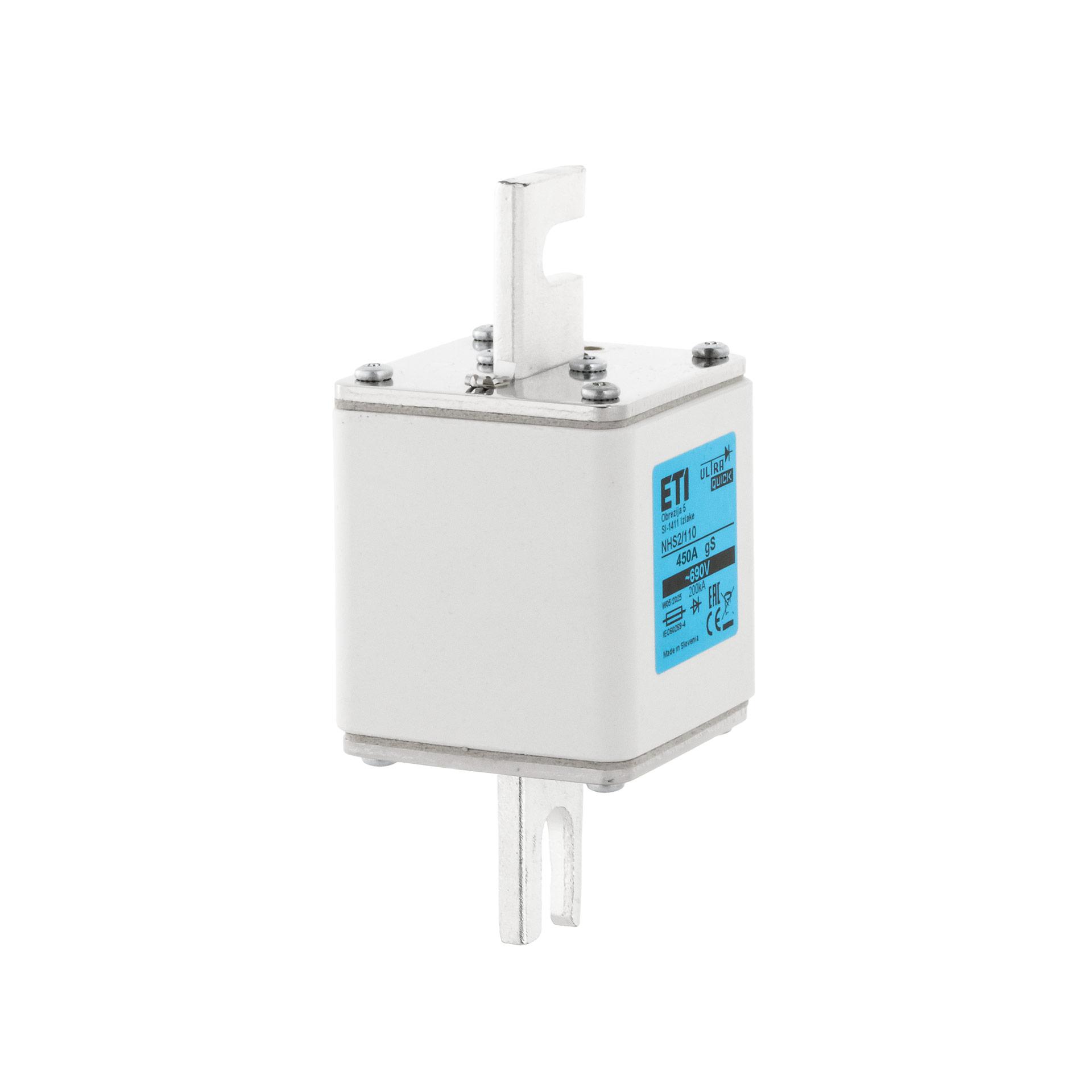 Fusibile a semiconduttore NH taglia 2, 500A, caratteristica gS, 690V, fissaggio a vite Fusibile a semiconduttore NH taglia 2, 500A, caratteristica gS, 690V, fissaggio a vite
