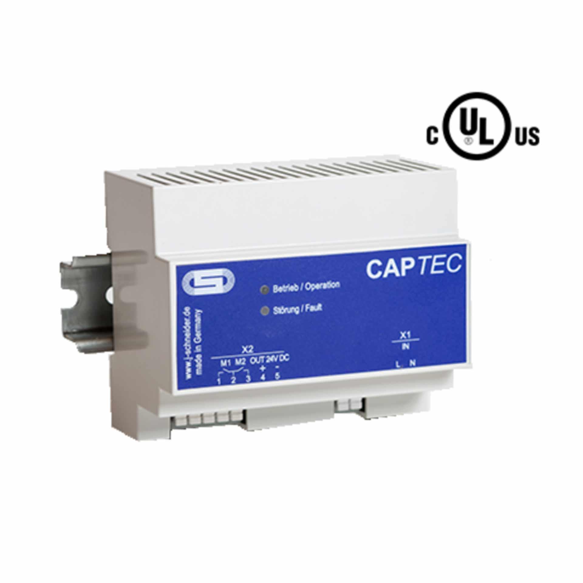 Industrielles DC-Puffermodul, AC Captec 2401, Eingang: 110/230VAC, Ausgang: 24VDC, 1A, Puffer 600Ws Industrielles DC-Puffermodul, AC Captec 2401, Eingang: 110/230VAC, Ausgang: 24VDC, 1A, Puffer 600Ws