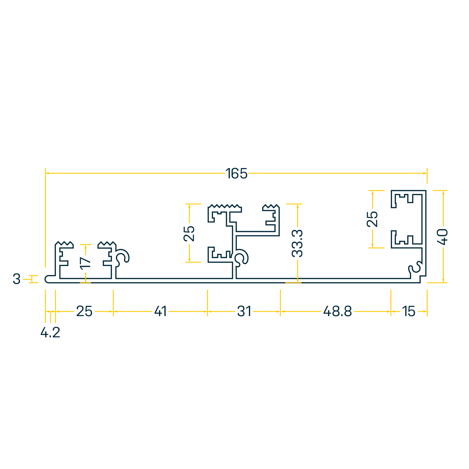 SP 165 Profilo laterale DIN