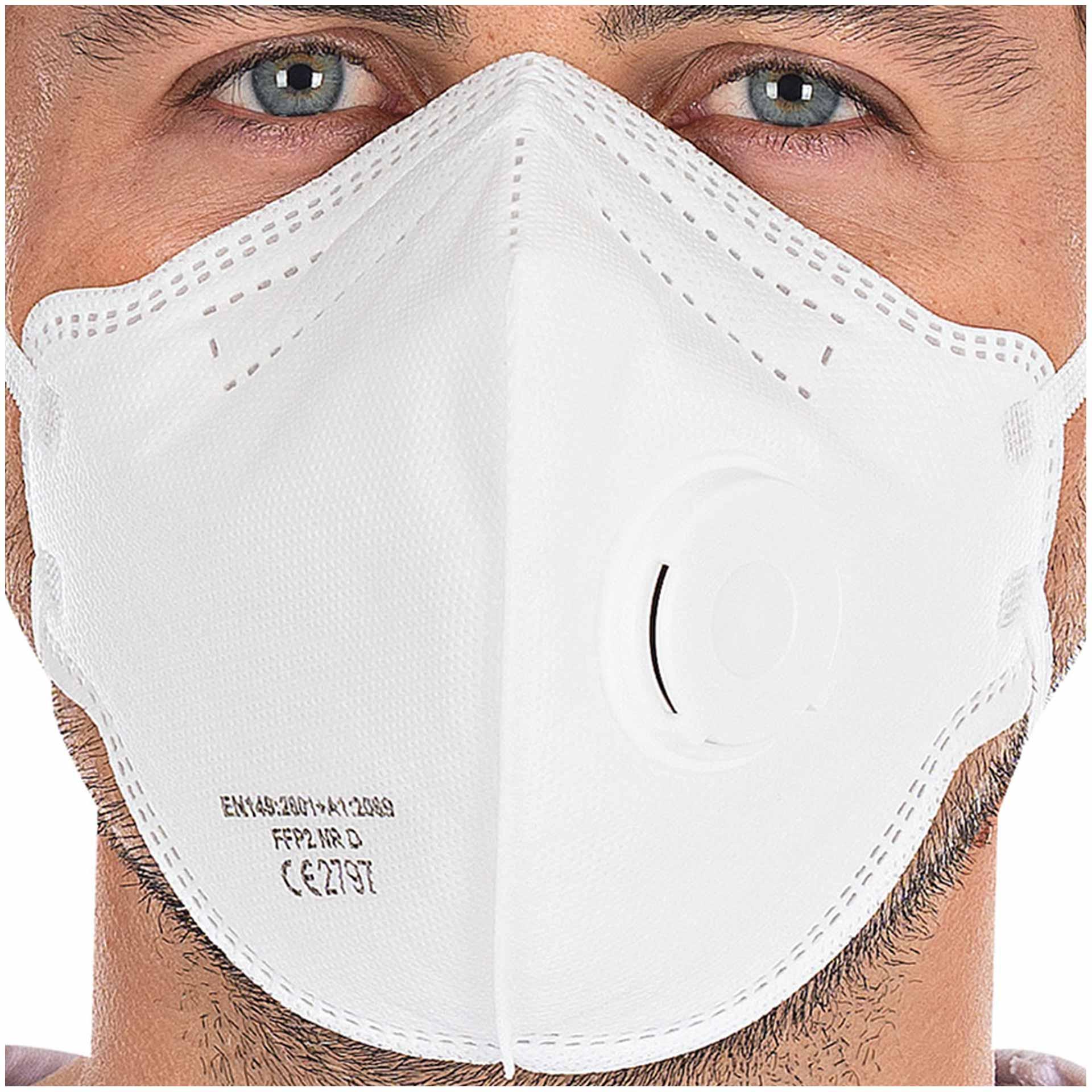 Respiratore FFP2 NR D, con valvola, occhielli per le orecchie | PP, confezionato singolarmente