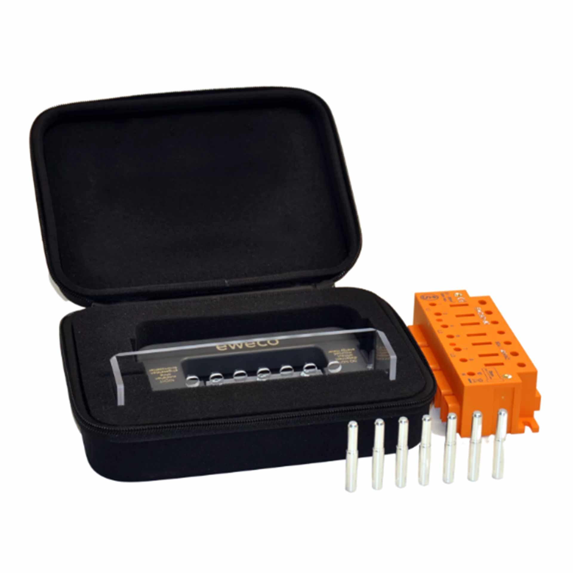 Set dimostrativo di morsetti di connessione per contatori eweco (ZAK), maniglia per ponticelli, ZAK 80A e pin