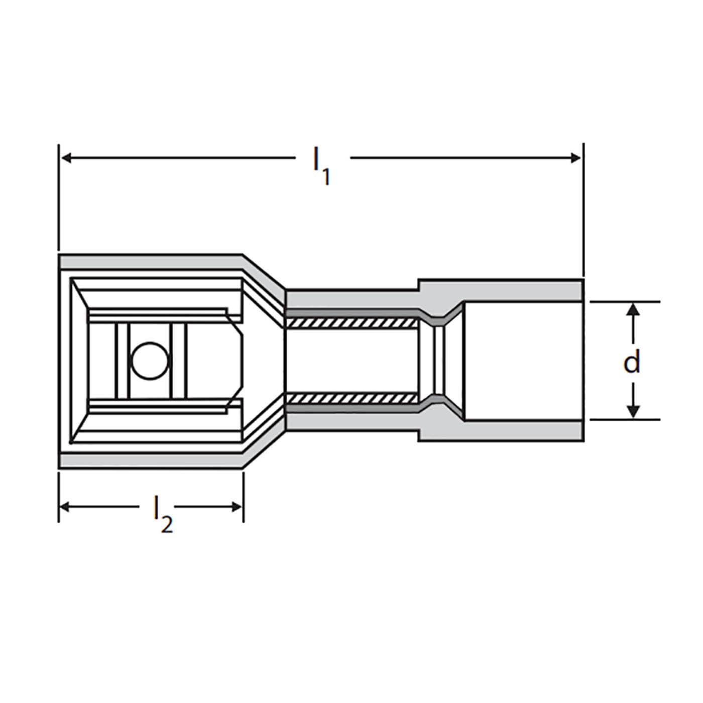Connecteur femelles entièrements isolés avec languette, 1.5 - 2.5mm² / 6.3 x 0.8mm, bleu