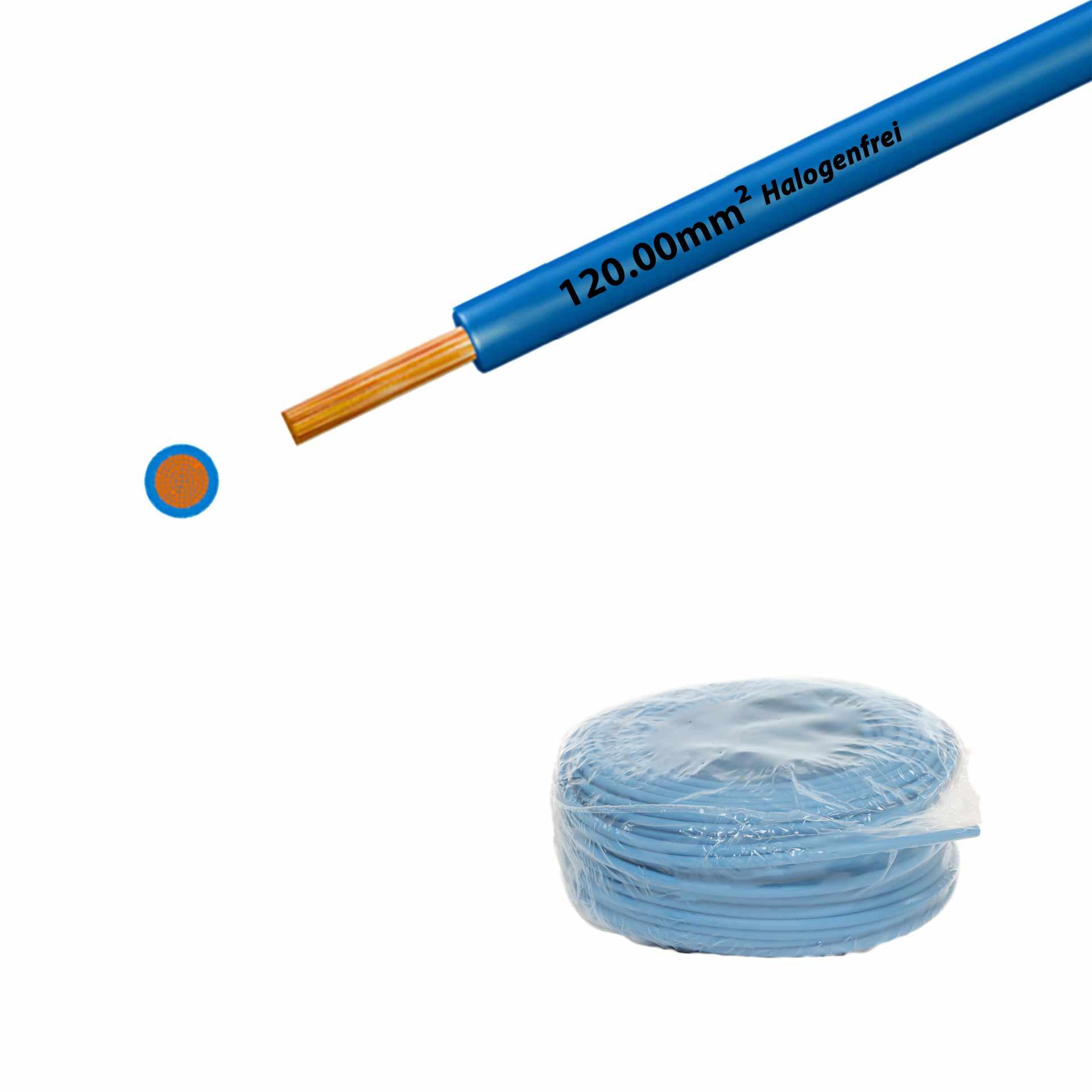 Cavo a trefoli senza alogeni 90° C , 750V, 120,00mm2, blu chiaro (RAL 5012), su anello Cavo a trefoli senza alogeni 90° C , 750V, 120,00mm2, blu chiaro (RAL 5012), su anello