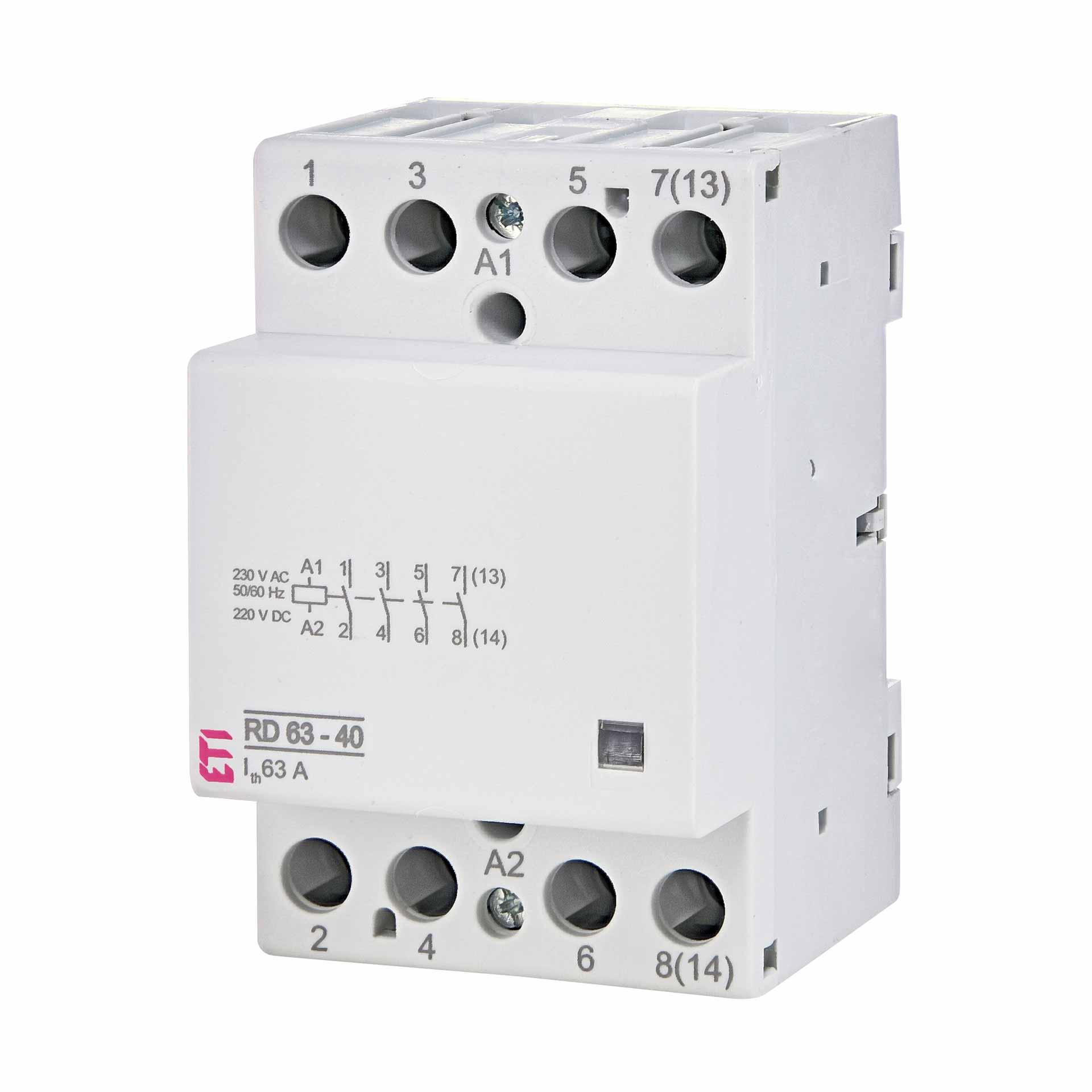 Installationsschütz 4-polig, 63A (AC1, 400V), RD63-40 230V AC/DC