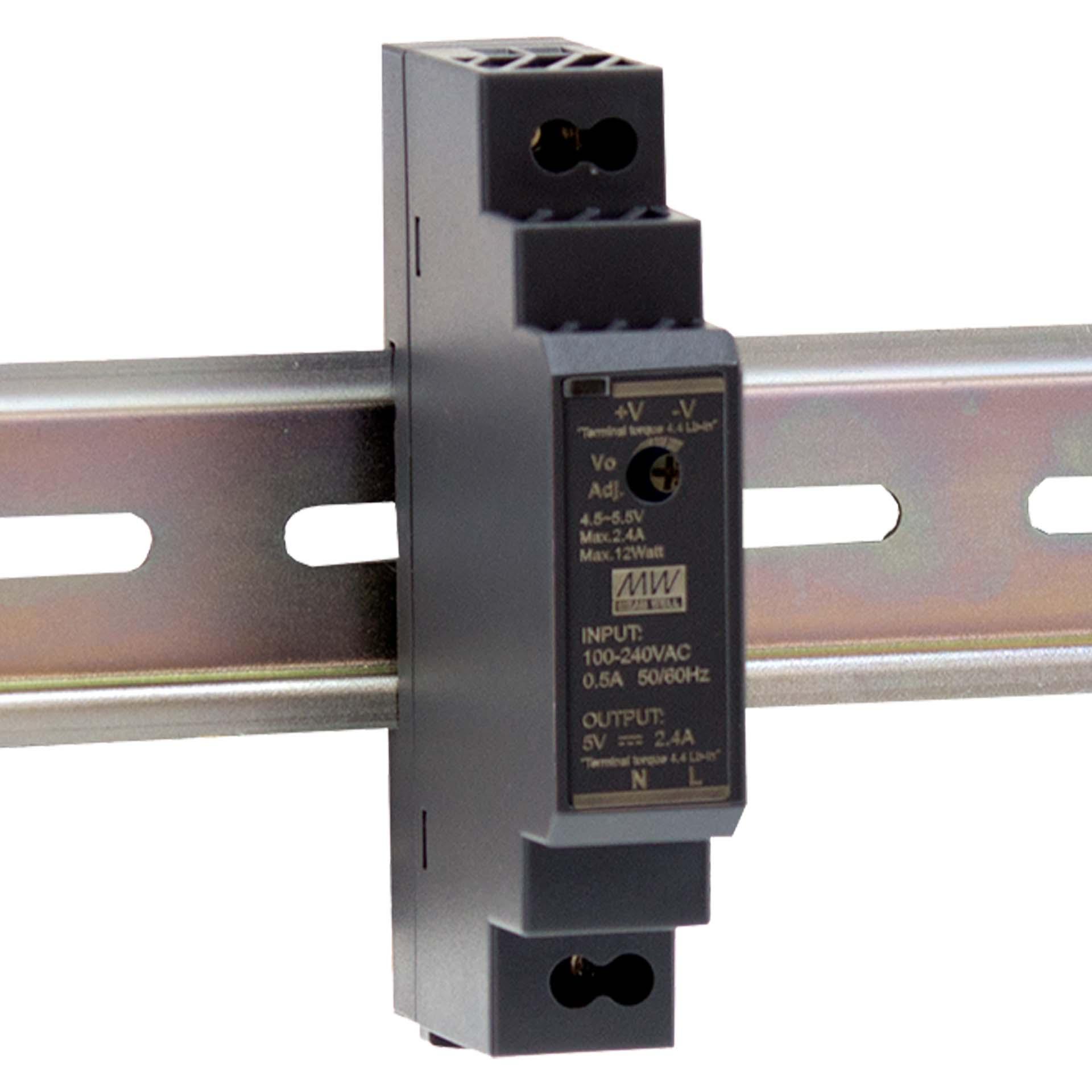 Alimentatore Mean Well HDR-15-12, 12V DC, 1,25A, 15W