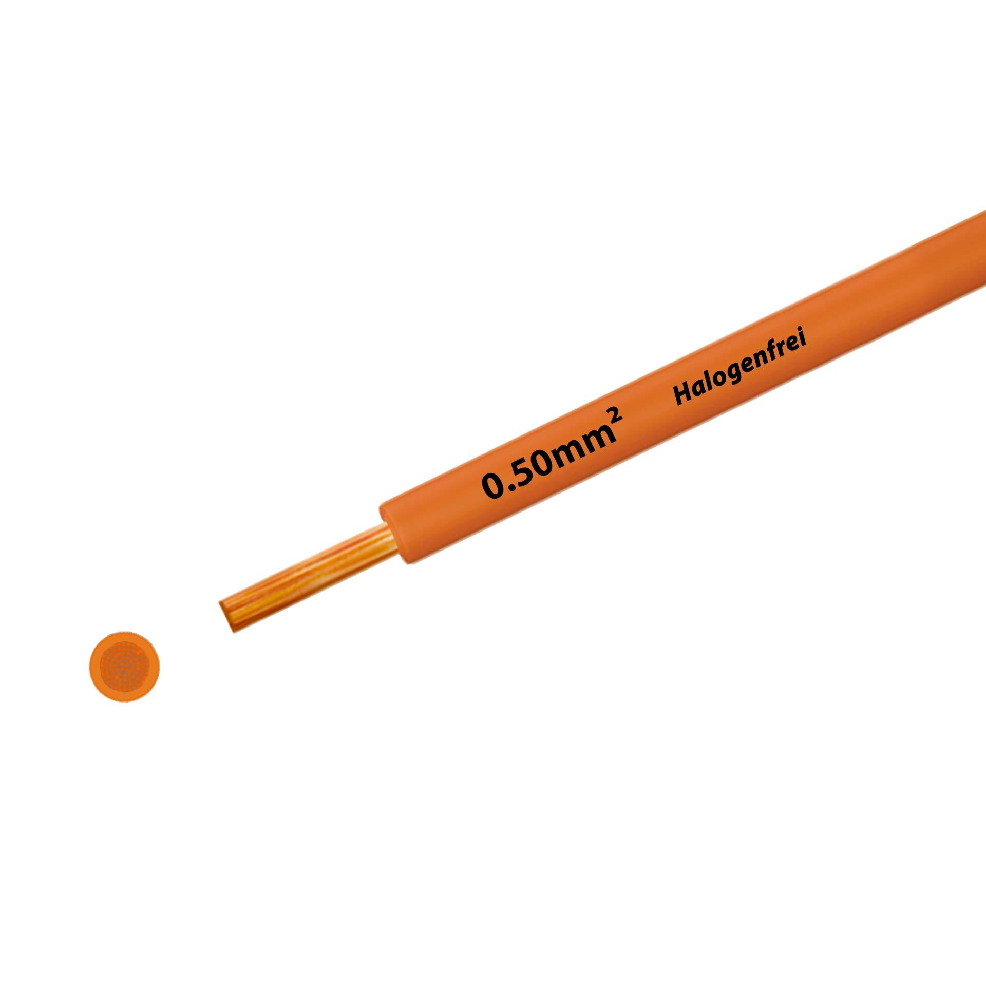 Cavo a trefoli senza alogeni 90° C, 500V, 0,50 mm2, arancione (RAL 2003), su bobina di plastica Cavo a trefoli senza alogeni 90° C, 500V, 0,50 mm2, arancione (RAL 2003), su bobina di plastica