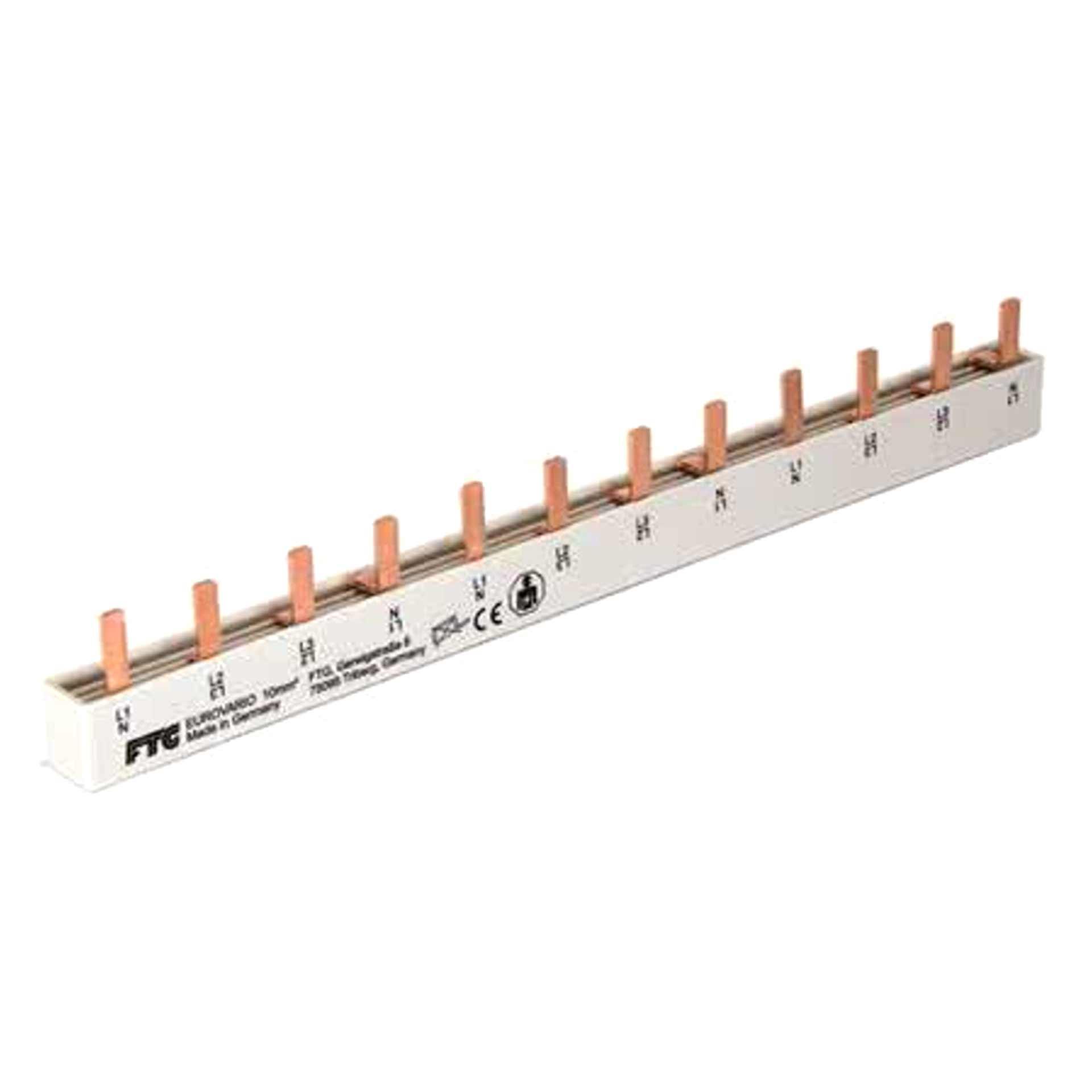 Sbarra di fase a pin isolati 10 mm², 63A, (3 x 3PN - 4 MOD) P-P= 17,8 mm