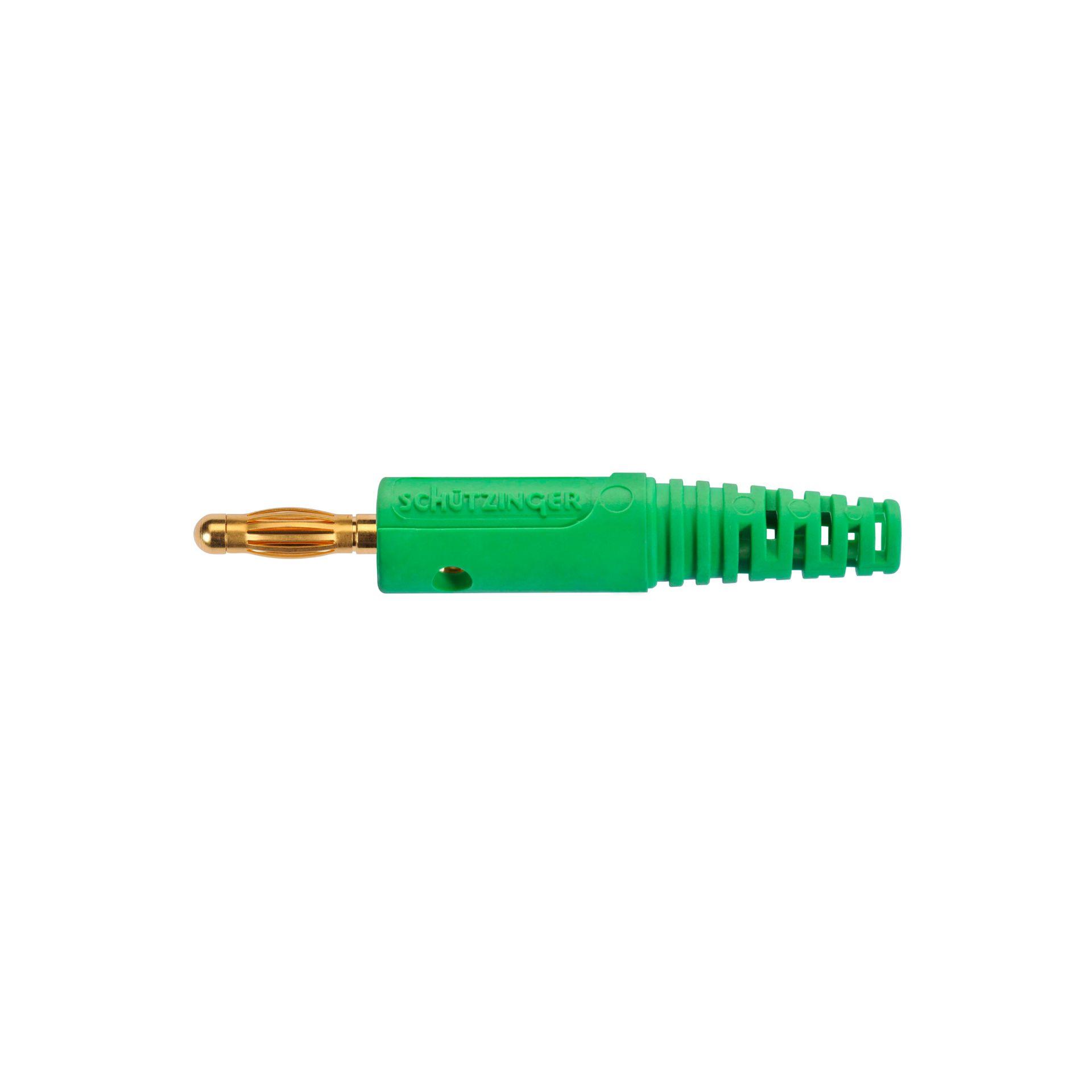 Spina a molla diritta ø 4 mm, con connessione a saldare fino a 2,5 mm2 verde Spina a molla diritta ø 4 mm, con connessione a saldare fino a 2,5 mm2 verde