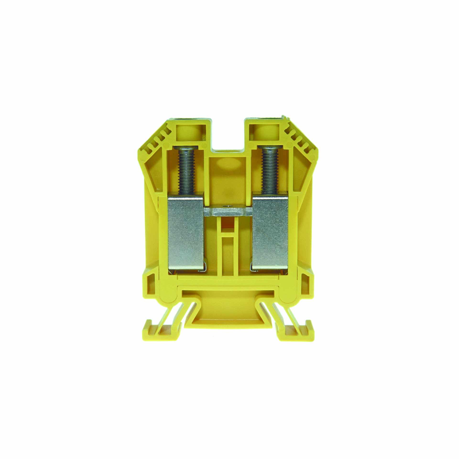 DIN35 terminal block 50mm², 2-conductor, green-yellow insulated