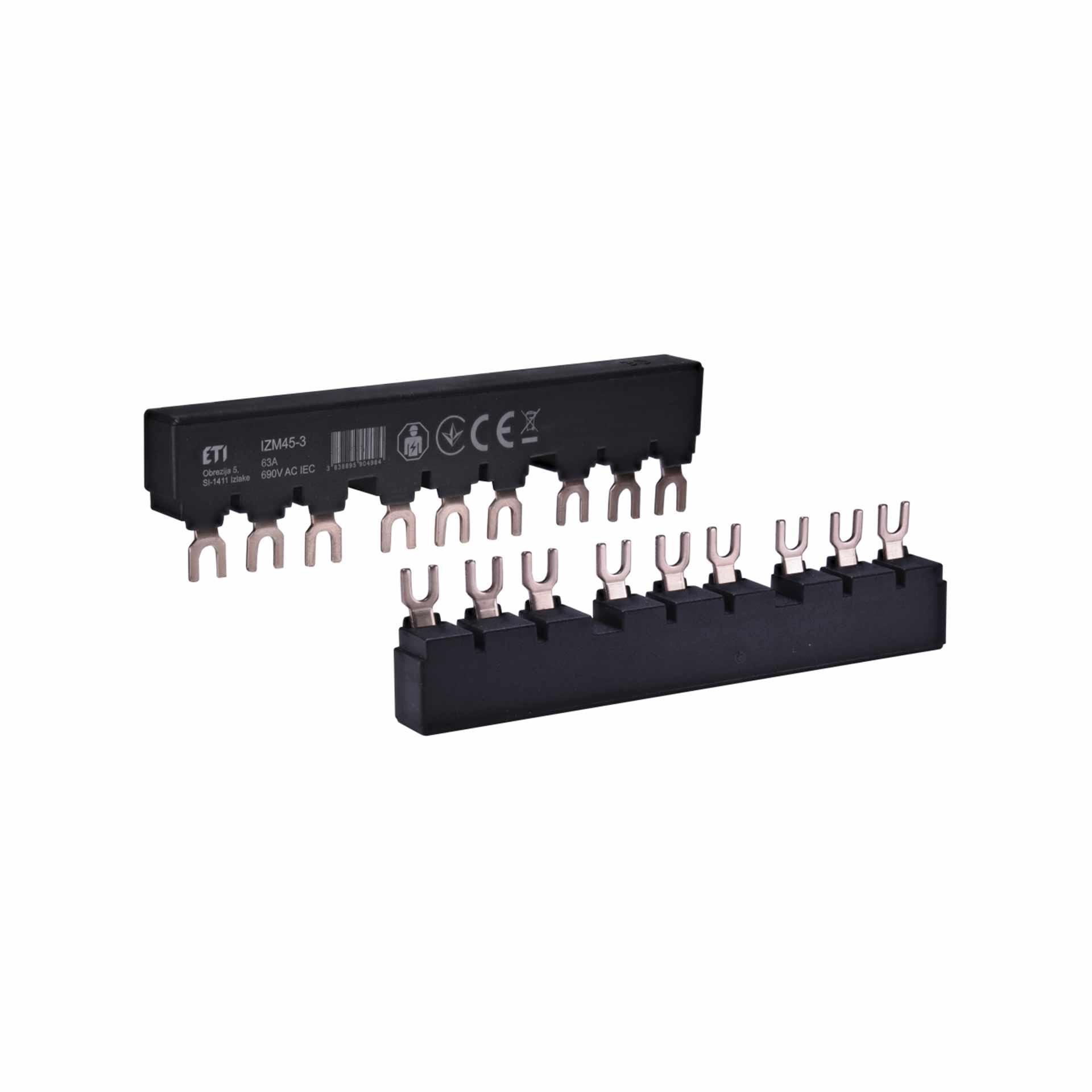 Sbarra di fase bifilare isolata IZM45-3, 10 mm², 63A, per interruttore automatico di protezione motore MPCB, MPE25, MSPO, MS25 Sbarra di fase bifilare isolata IZM45-3, 10 mm², 63A, per interruttore automatico di protezione motore MPCB, MPE25, MSPO, MS25