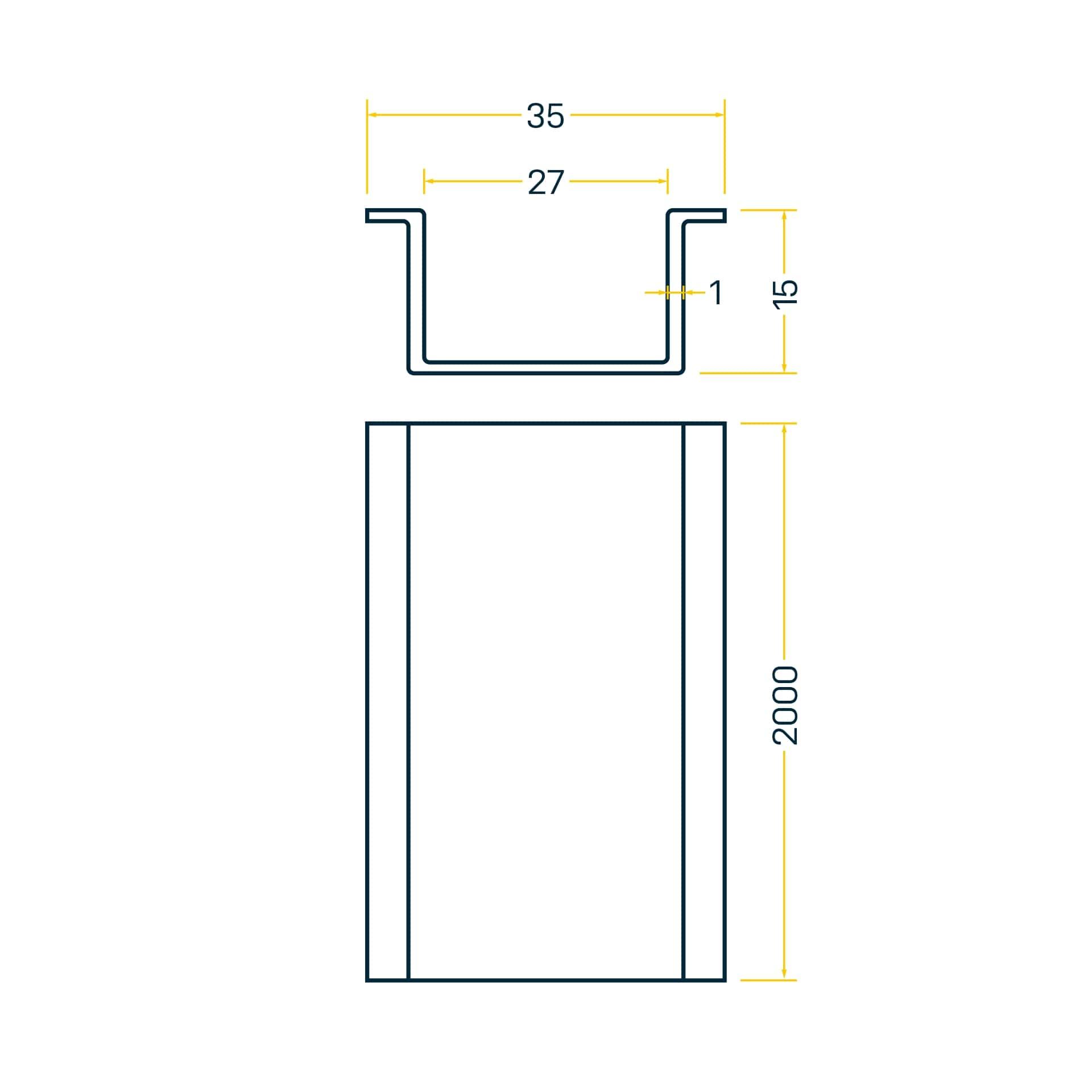Rail DIN 32x15mm, barre de 2m, acier galvanisé, sans perforations Rail DIN 32x15mm, barre de 2m, acier galvanisé, sans perforations