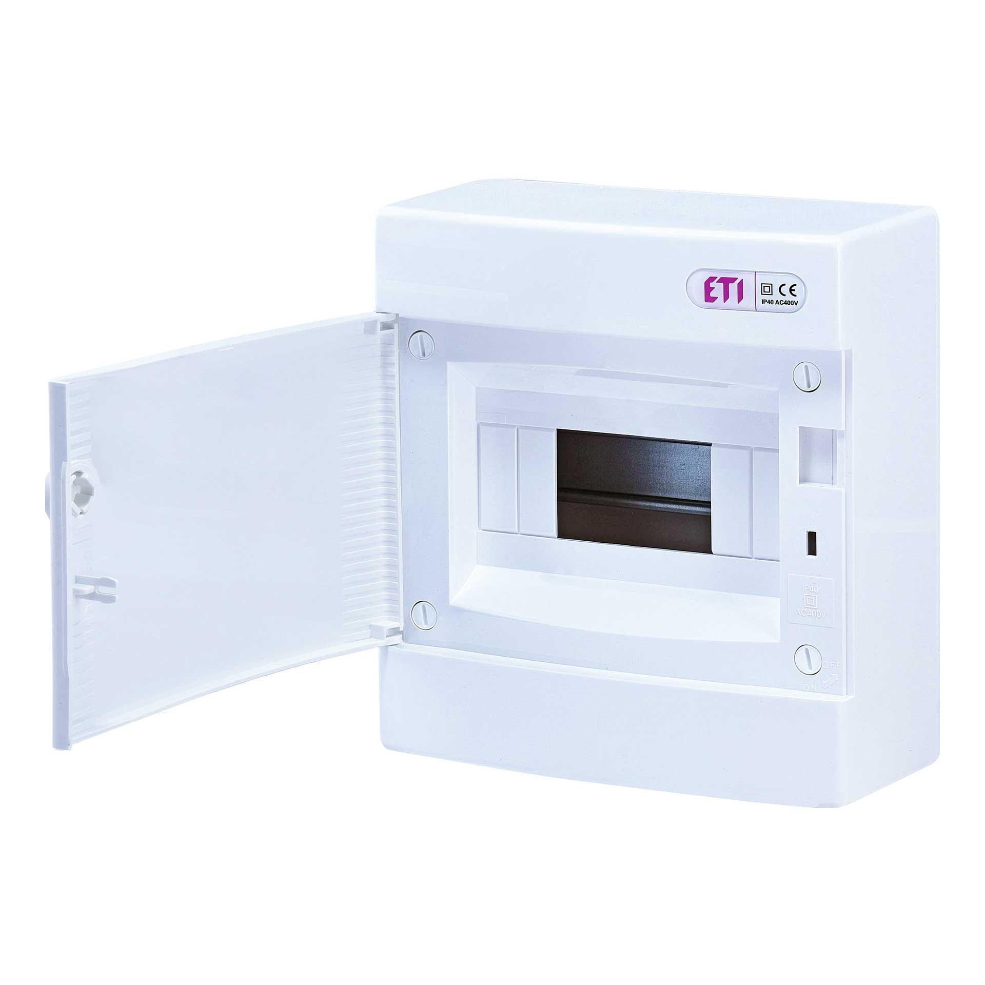 Distributore da superficie con porta bianca "ECT-8-PO", IP40, modulo 1x8 (8M)