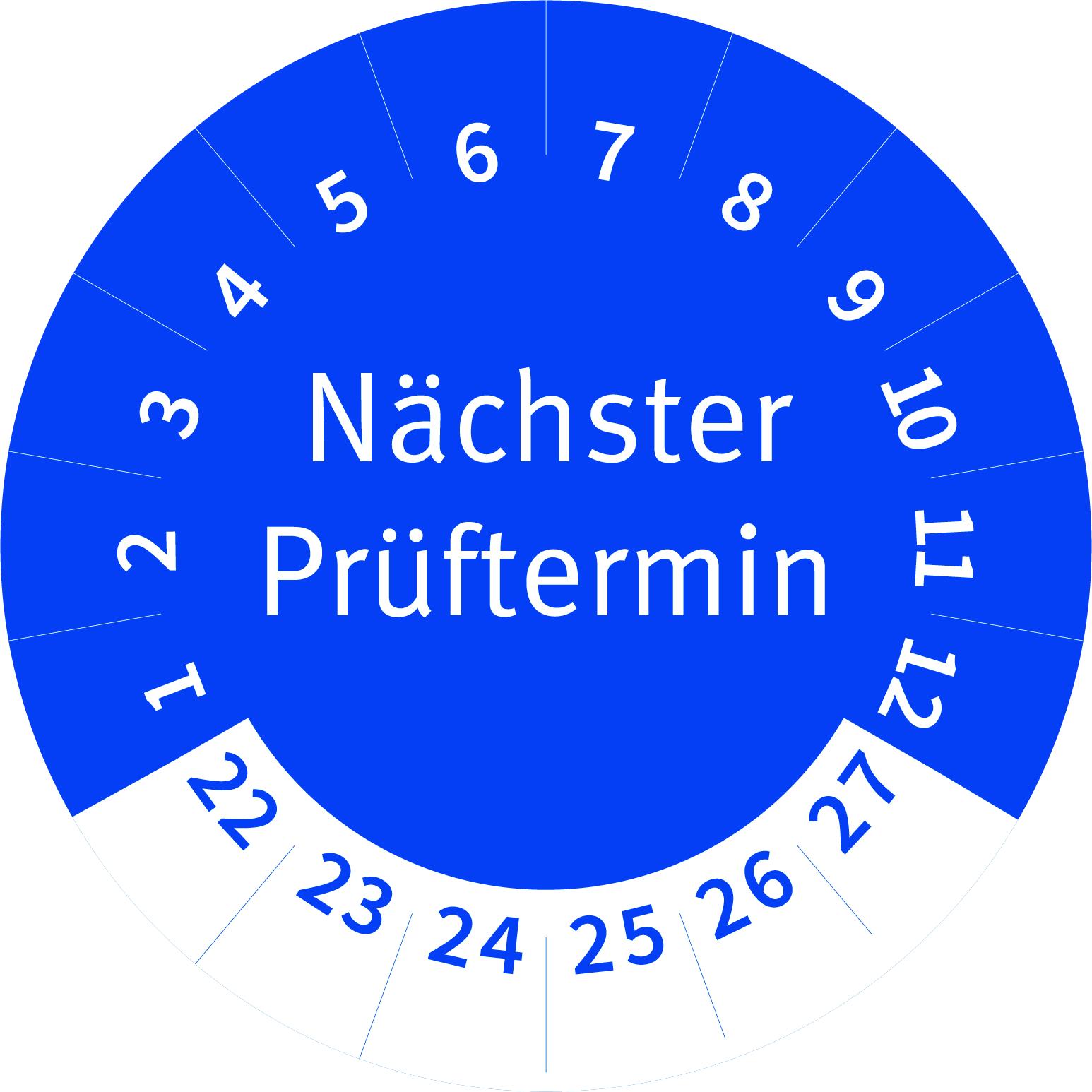 Inspection date sticker, Ø 26mm, year 2022-2027, PU 20 pcs. 126x161mm sheet